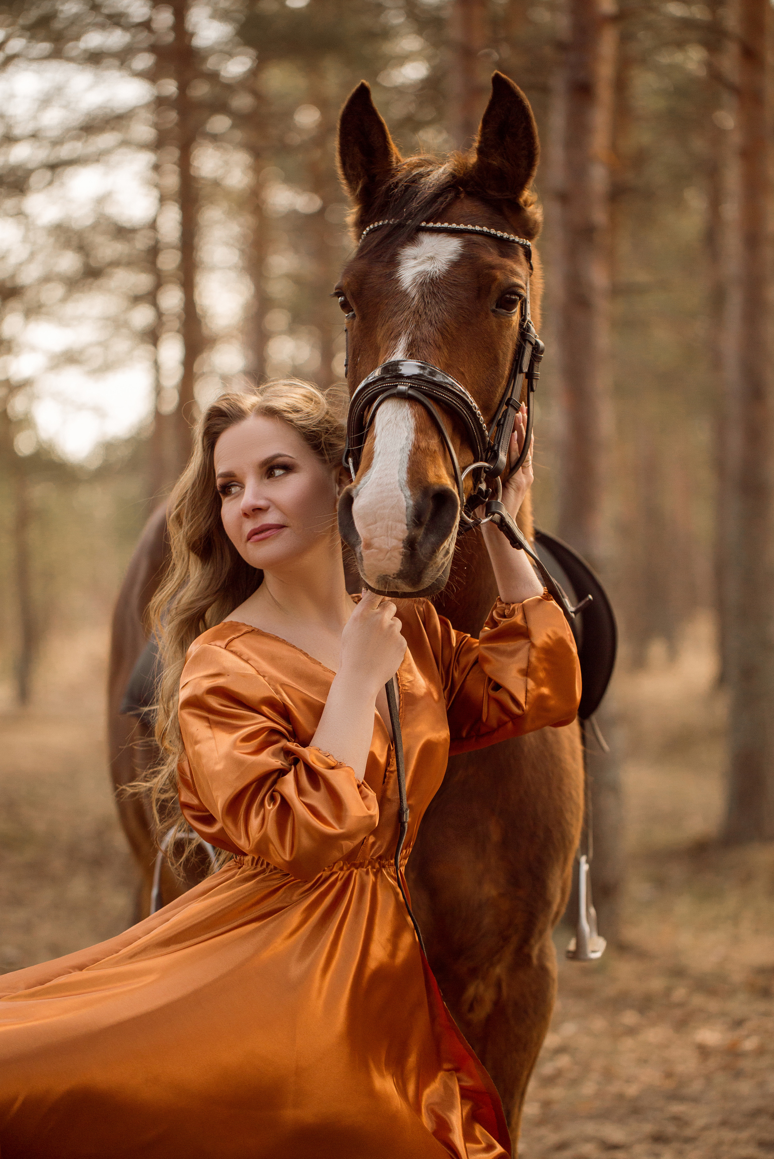 Фотосессия в сосновом бору с лошадью