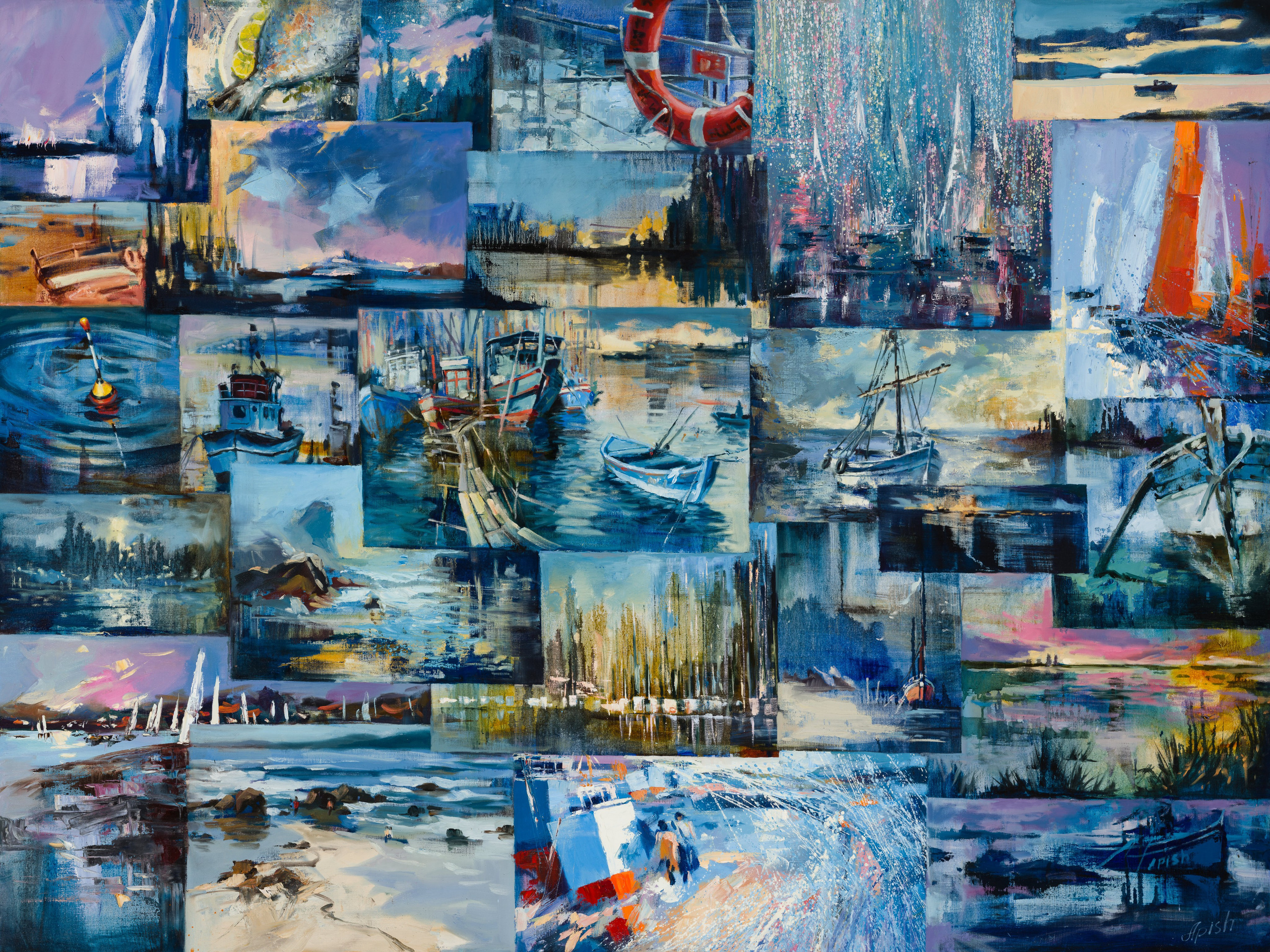 «Лоскуты воспоминаний 2. Море» - художник Алексей Апиш (холст, масло, 150x200 см, 2023)