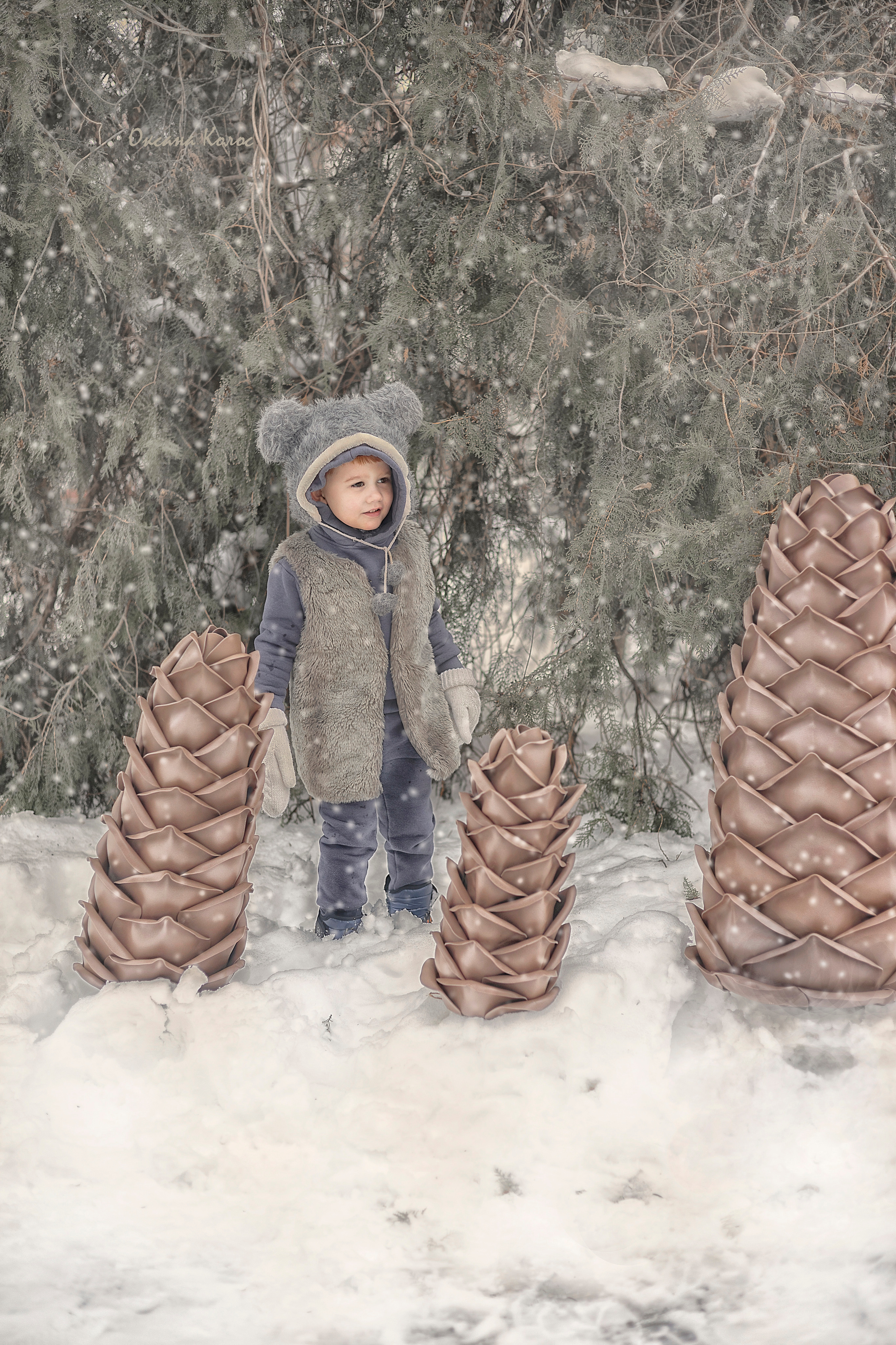 Зимние шишки и малышки. Семейный детский фотограф Краснодарский край Оксана Колос