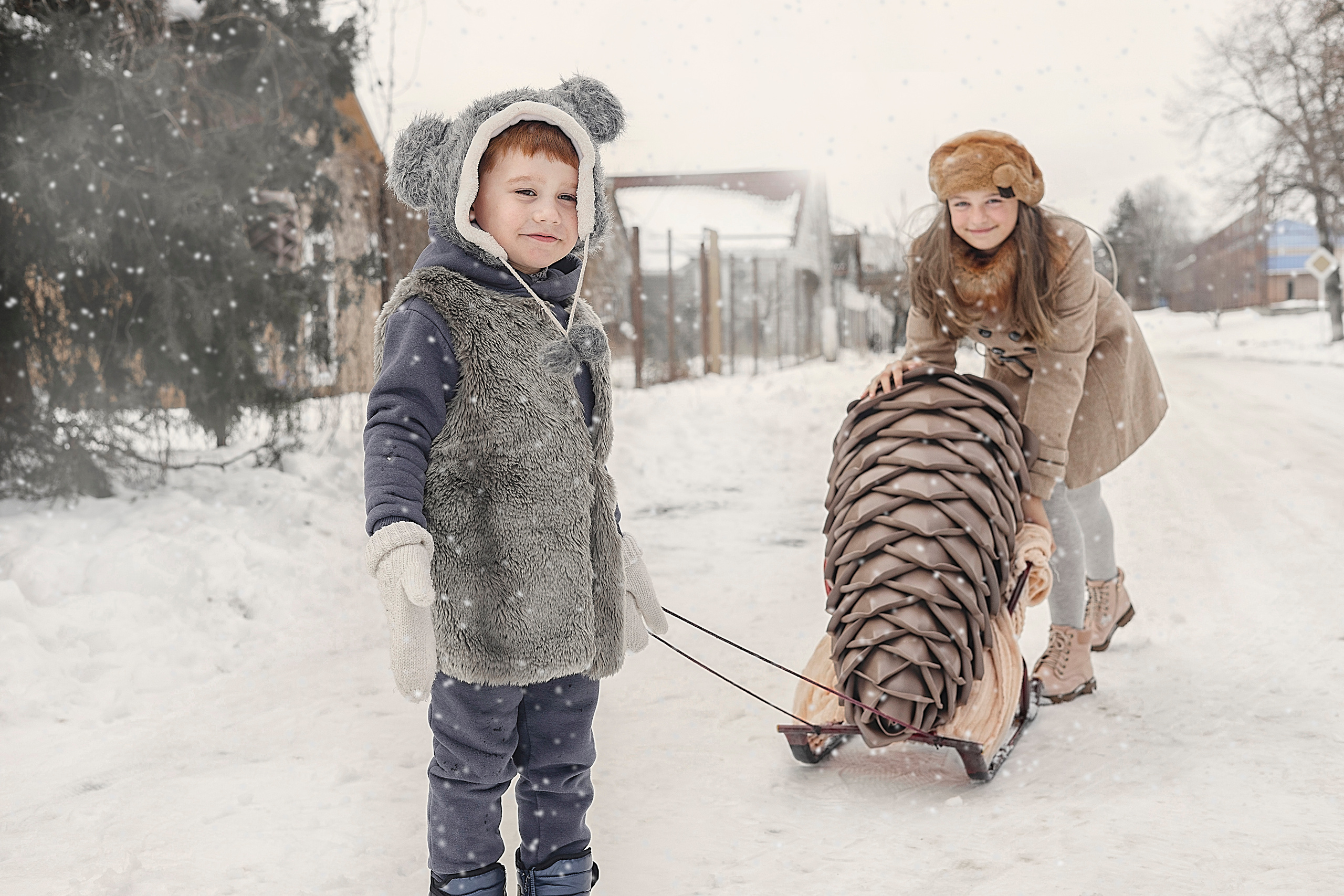 Зимние шишки и малышки. Семейный детский фотограф Краснодарский край Оксана Колос