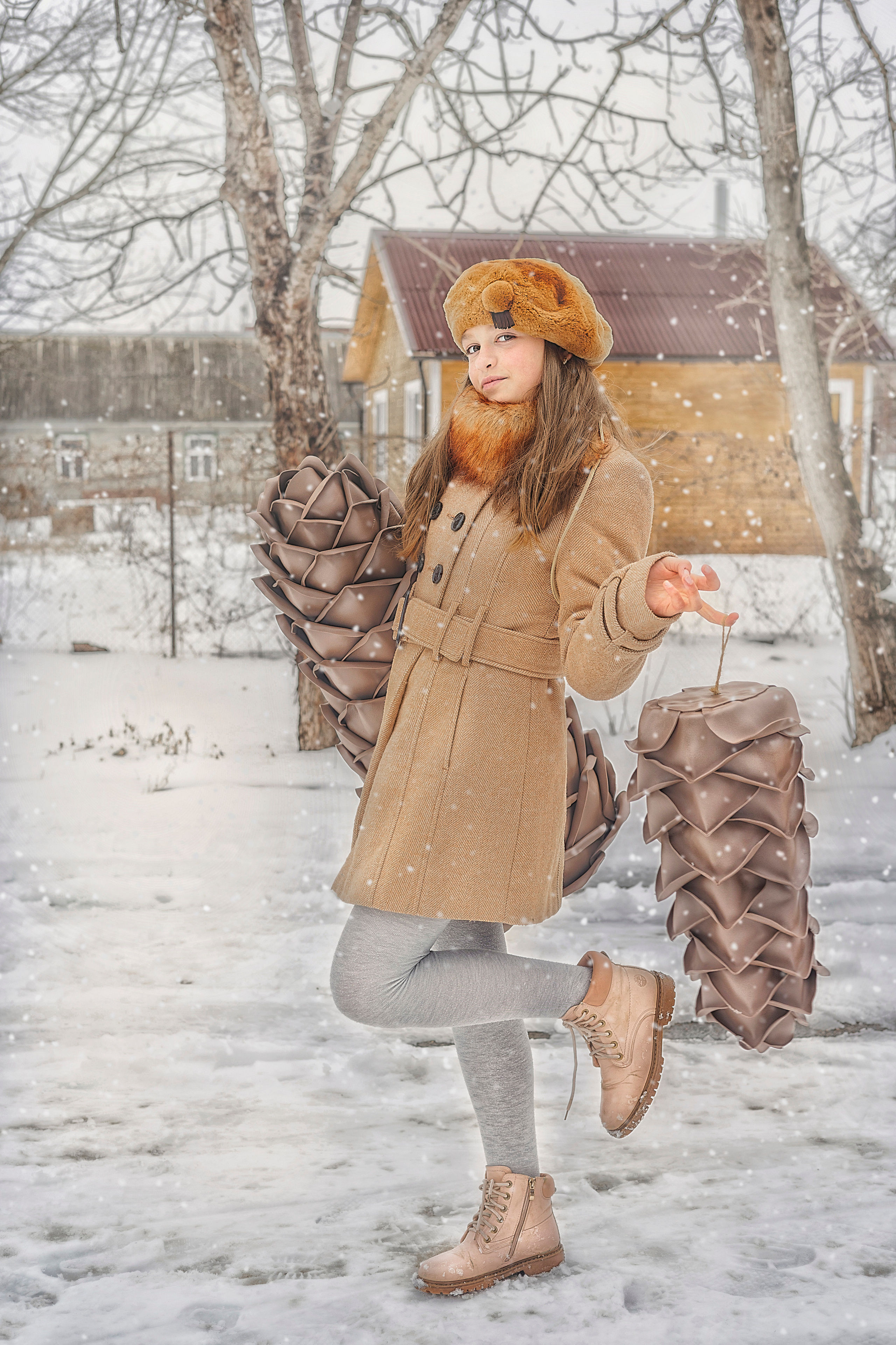 Зимние шишки и малышки. Семейный детский фотограф Краснодарский край Оксана Колос