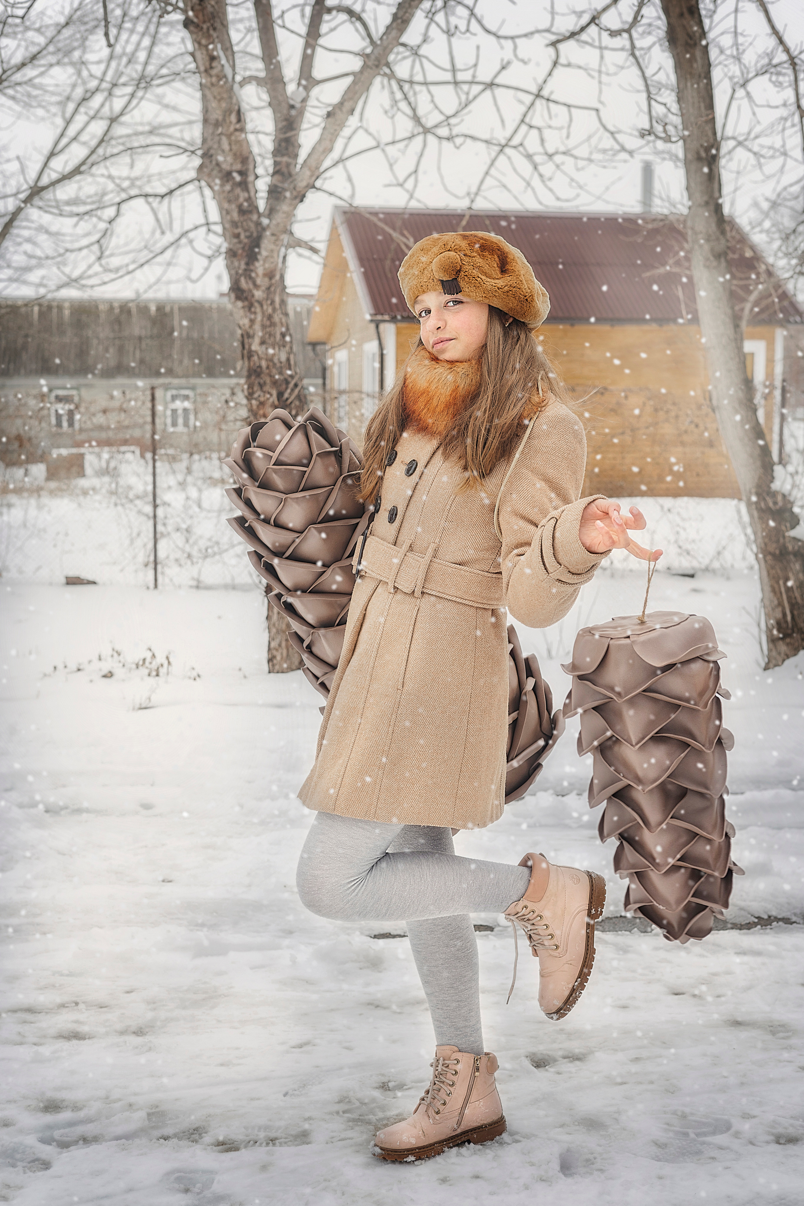 Зимние шишки и малышки. Семейный детский фотограф Краснодарский край Оксана Колос