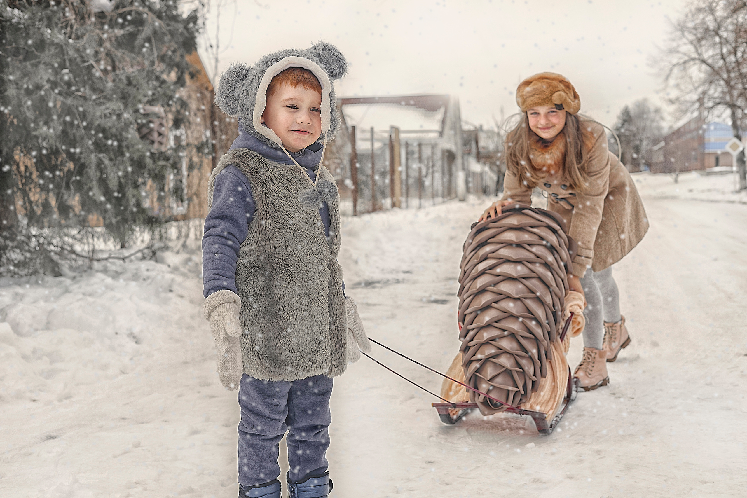 Зимние шишки и малышки. Семейный детский фотограф Краснодарский край Оксана Колос