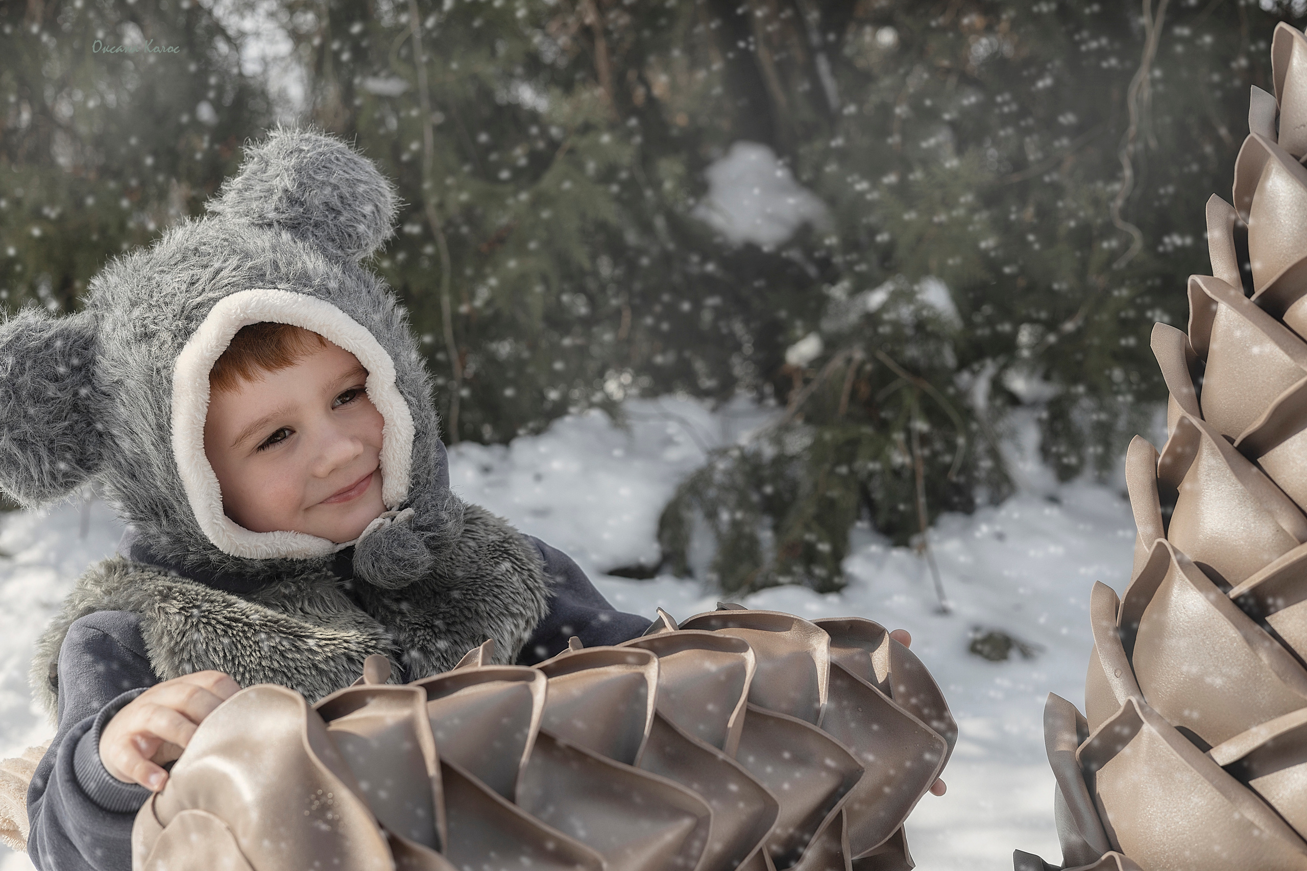 Зимние шишки и малышки. Семейный детский фотограф Краснодарский край Оксана Колос