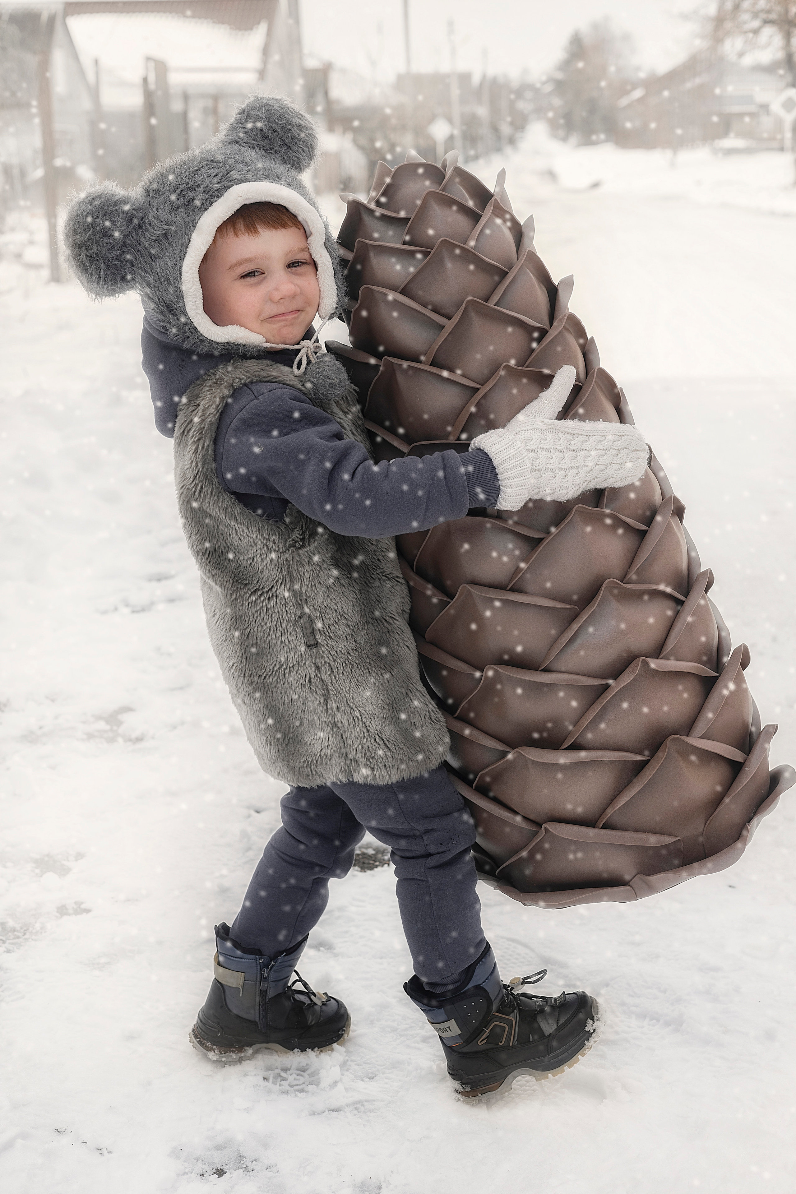 Зимние шишки и малышки. Семейный детский фотограф Краснодарский край Оксана Колос