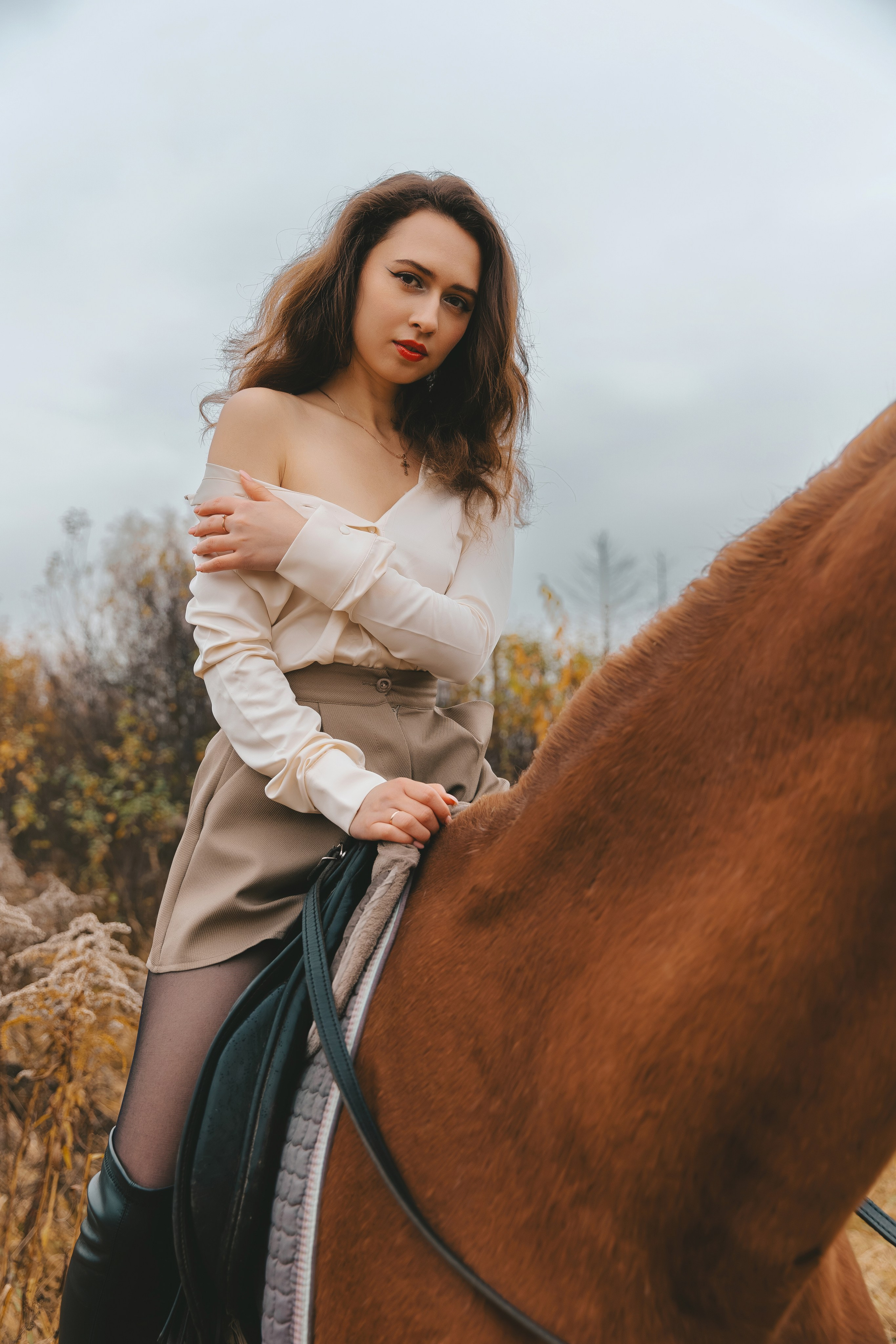 Женский портрет с лошадью. Семейный и женский фотограф в Москве Надежда Воробьева