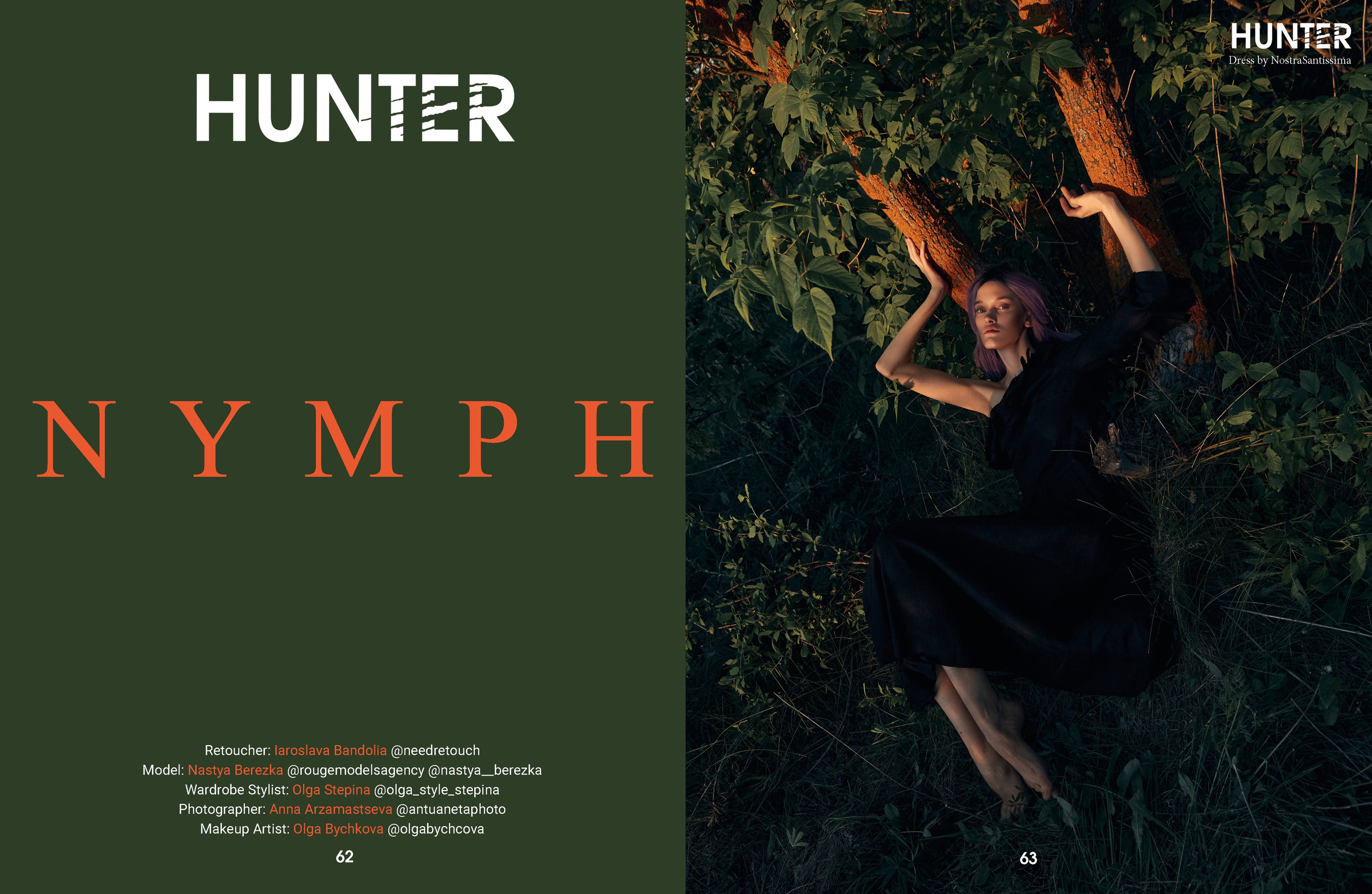 NIMPH — Editorial for HUNTER Magazine. Photographer Anna Arzamastseva