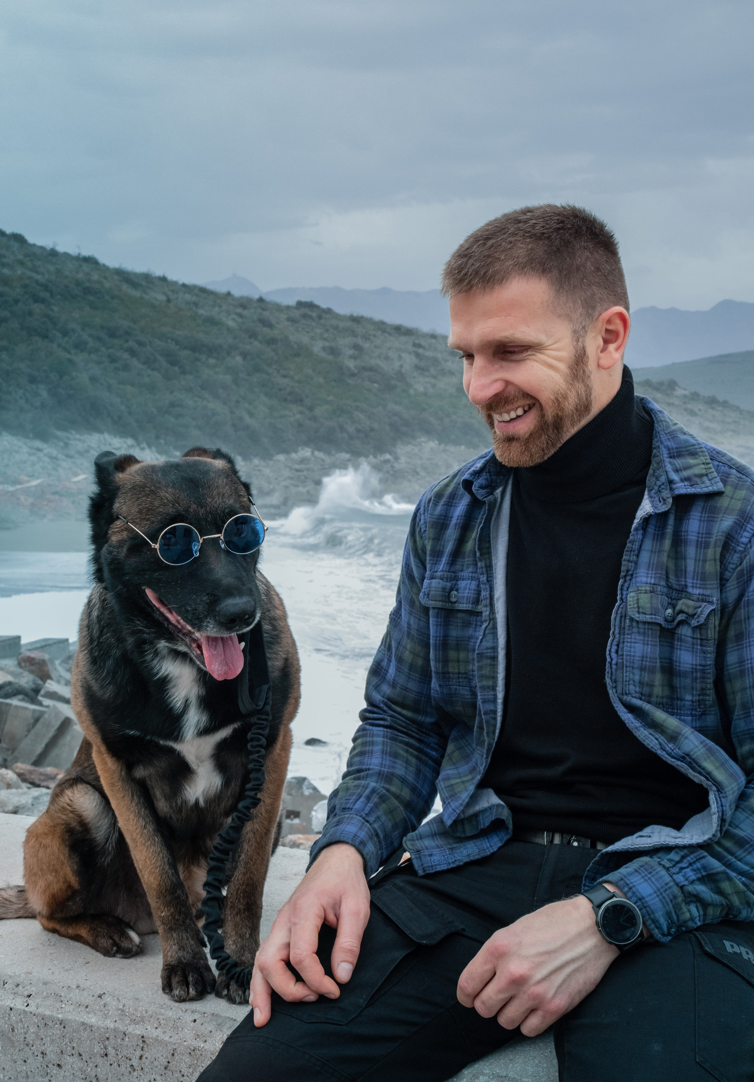 Photoshoot with a dog in Montenegro. Portrait photographer in Tivat Montenegro Katerina Kirsanova