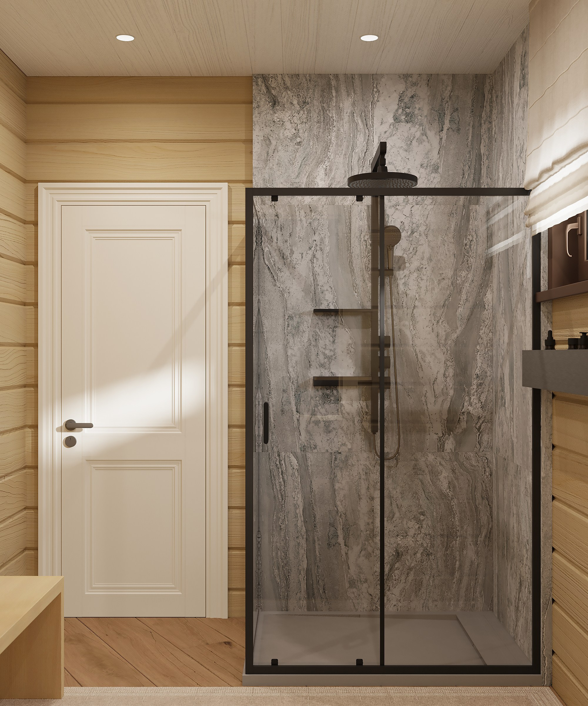 Предбанник и душевая. 3D-дизайнер Кристина Пуляевская