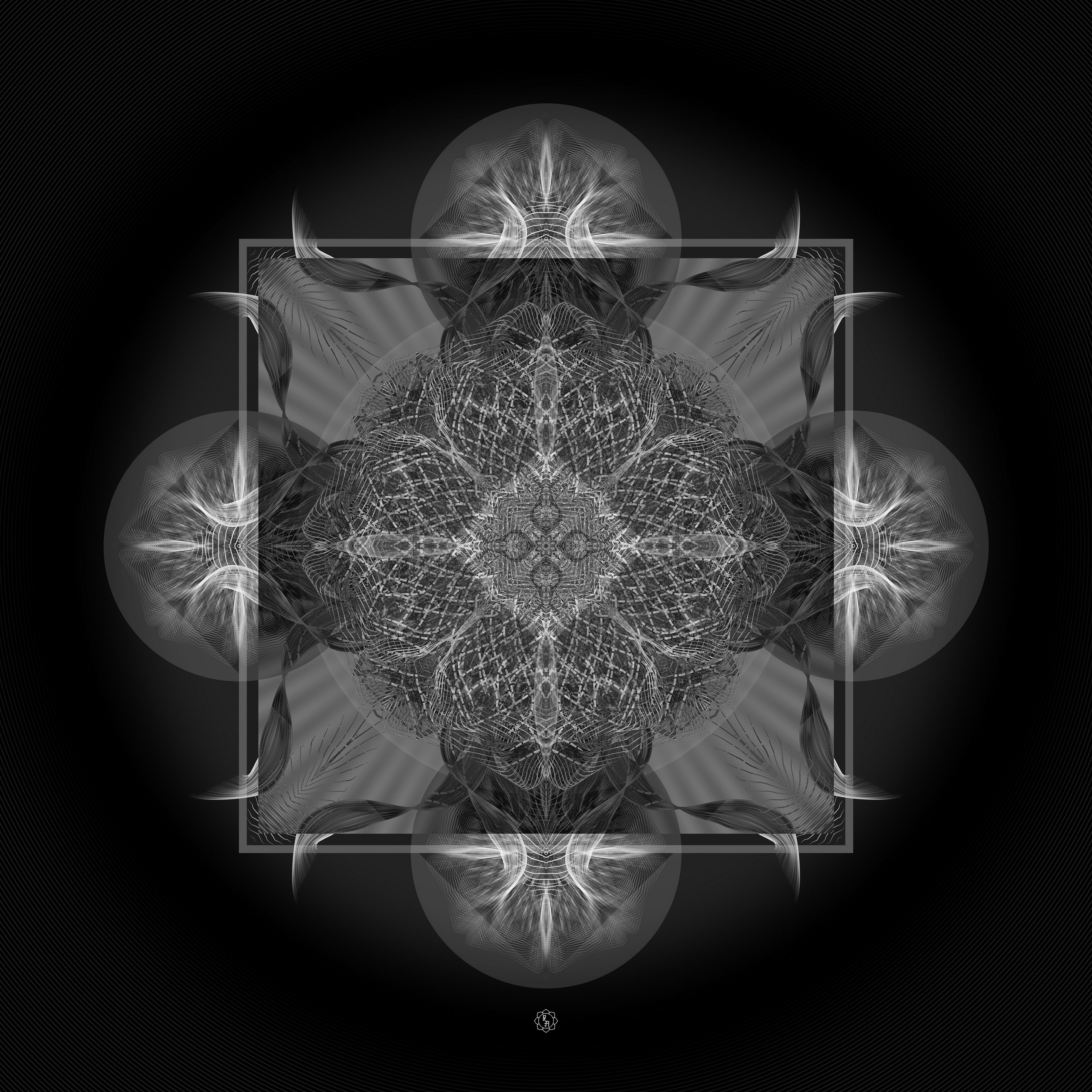 Flame Mandala of a tube TV № 654654654, 2022, Digital Art, пластификация