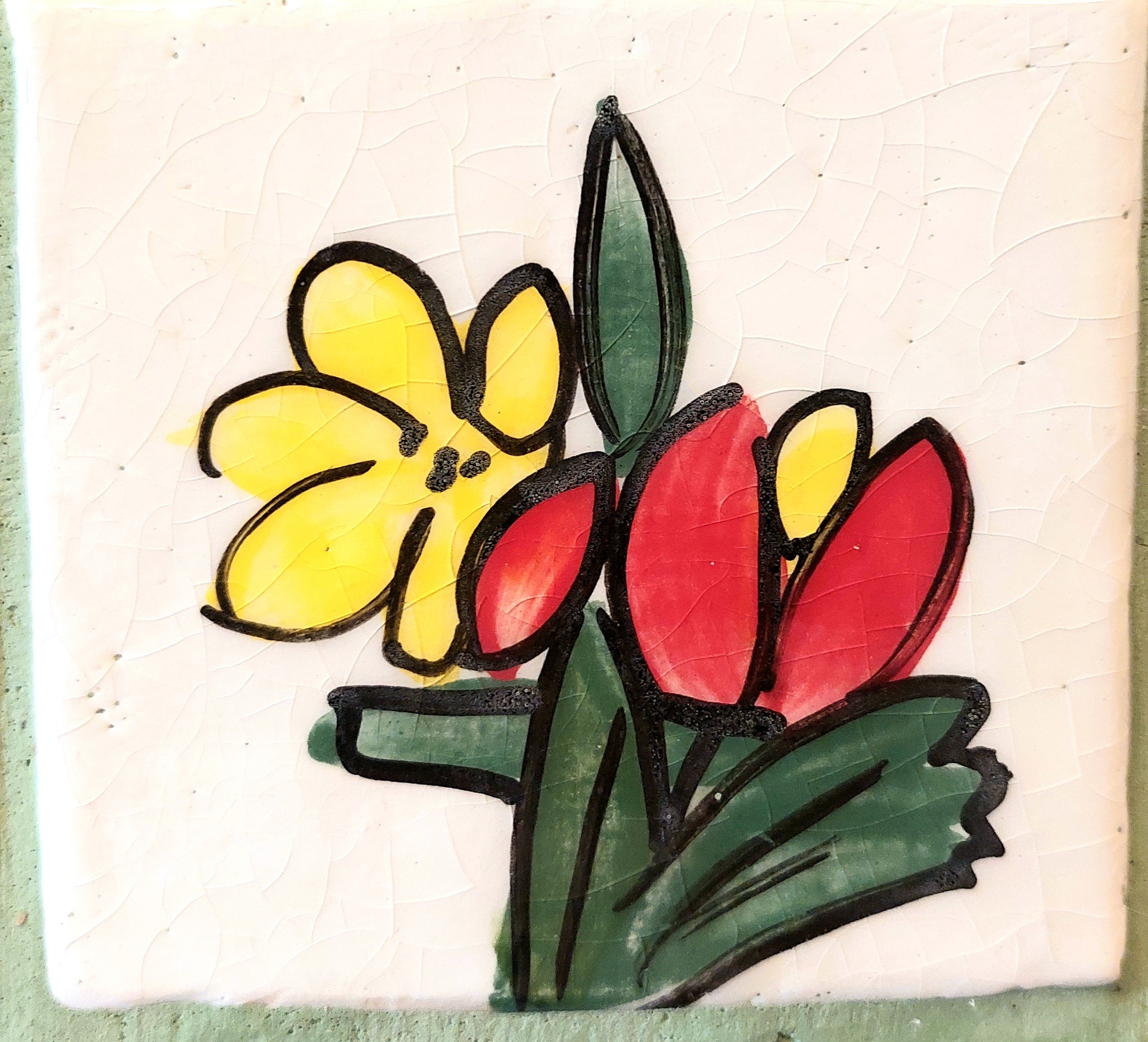 Много плиток-цветочков. Керамика с историей. Елена Рогалёва