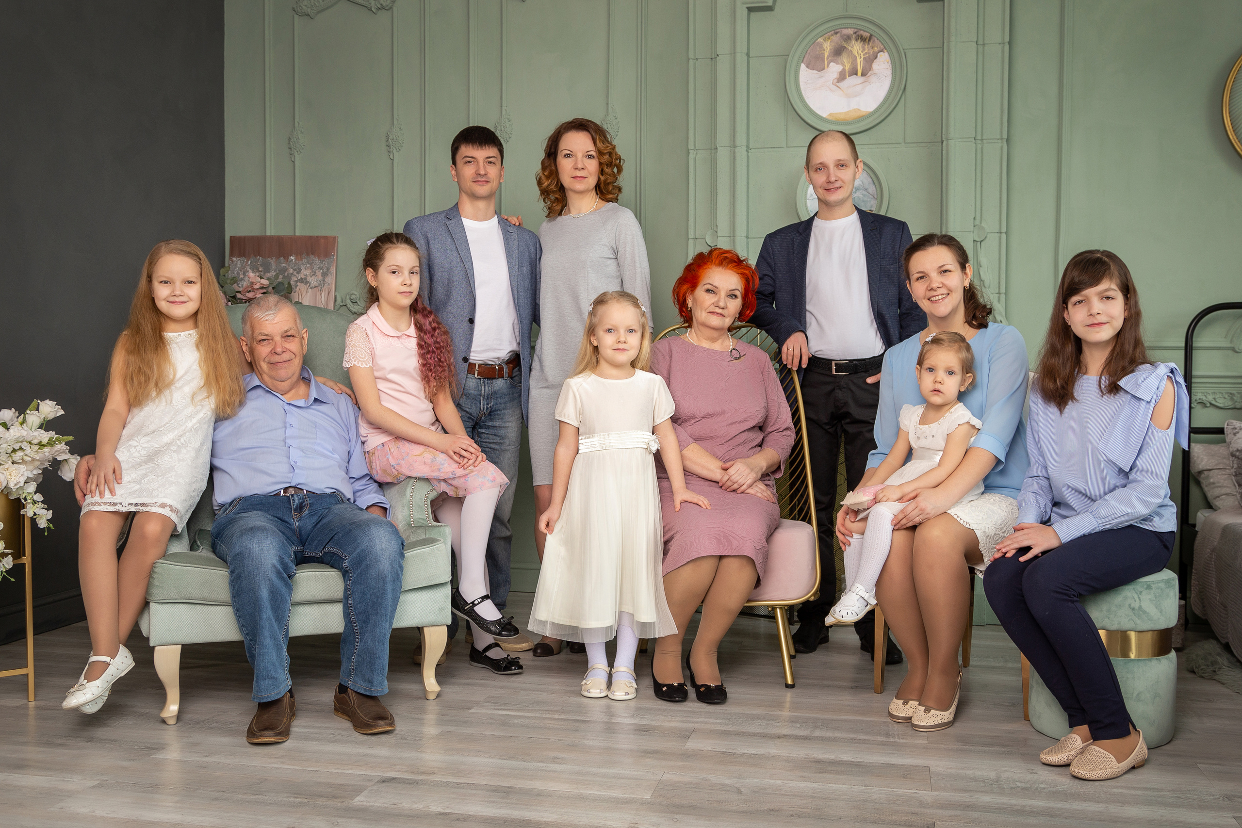 Фотосессия большой семьи из нескольких поколений. Семейный фотограф Ульяна Вдовкина г. Екатеринбург