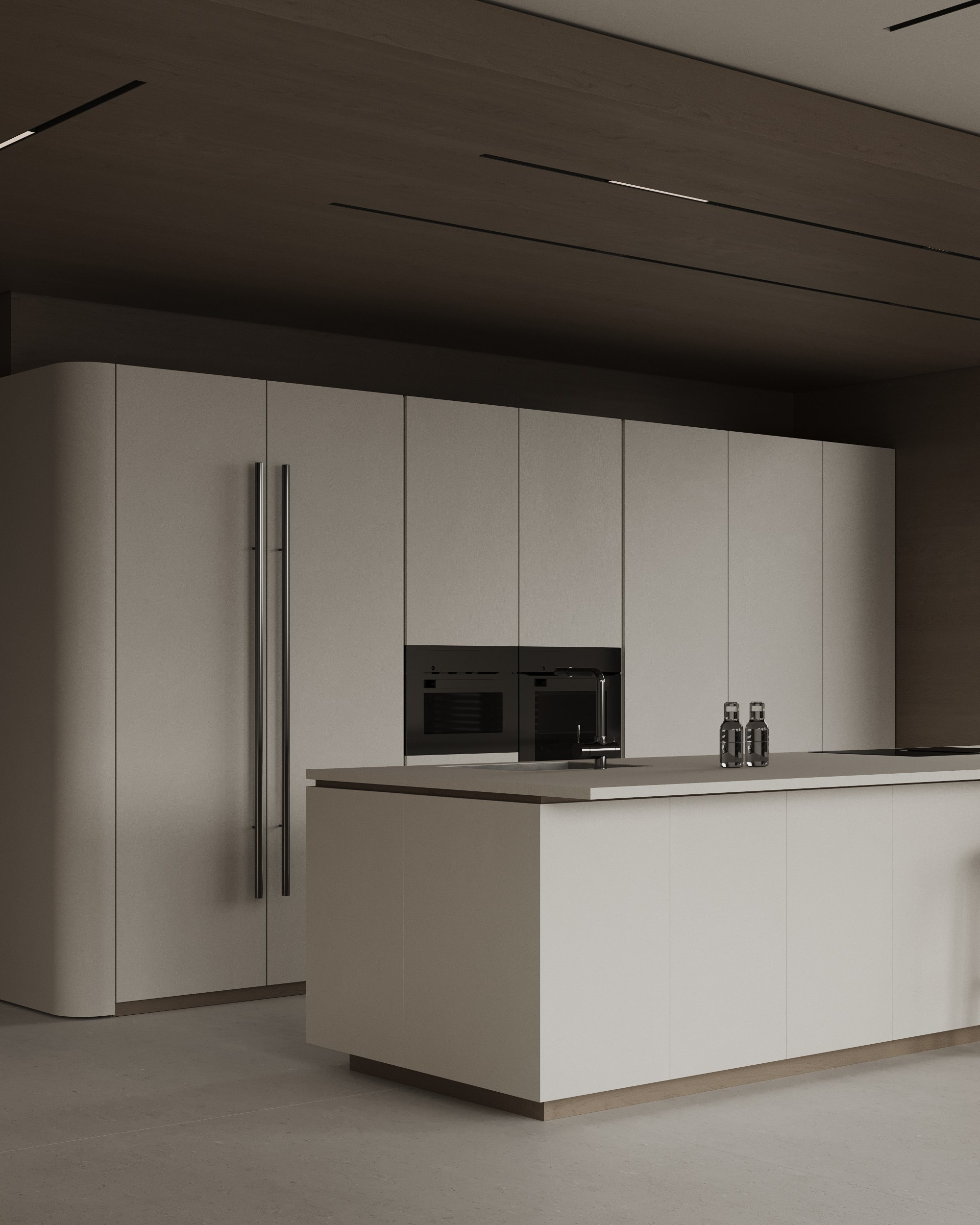Living room and kitchen. Denis Konarev | Architectural Visualization Studio