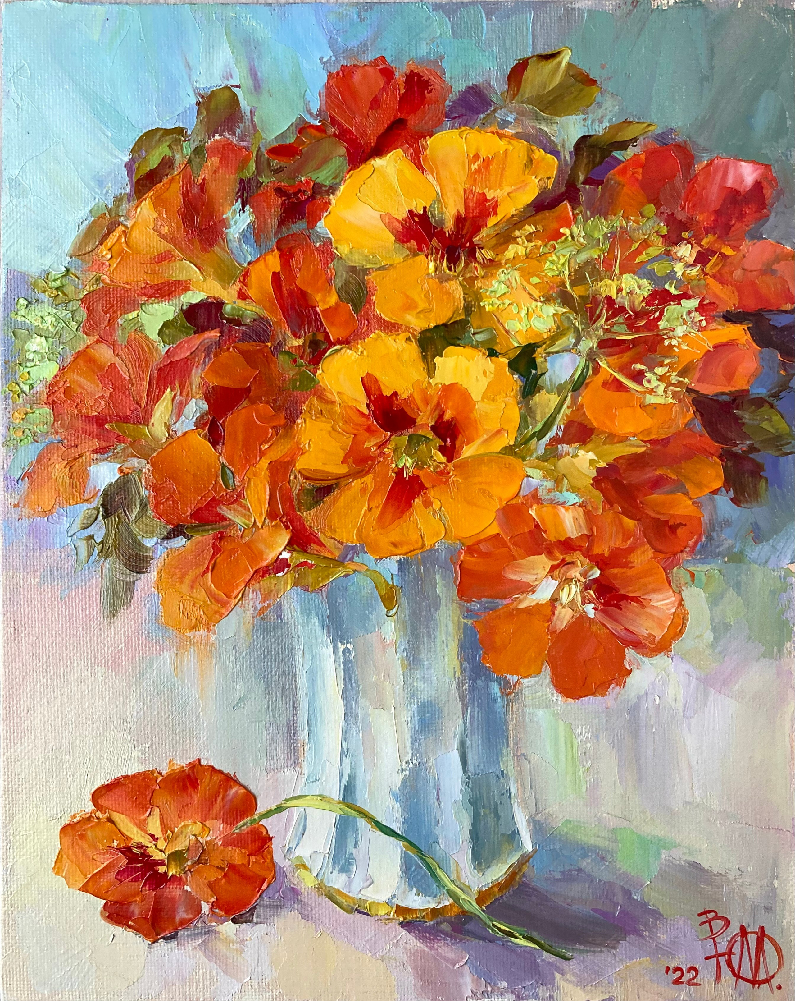 "Солнечный букет", холст/картон, масло, 25x20 см, 2022