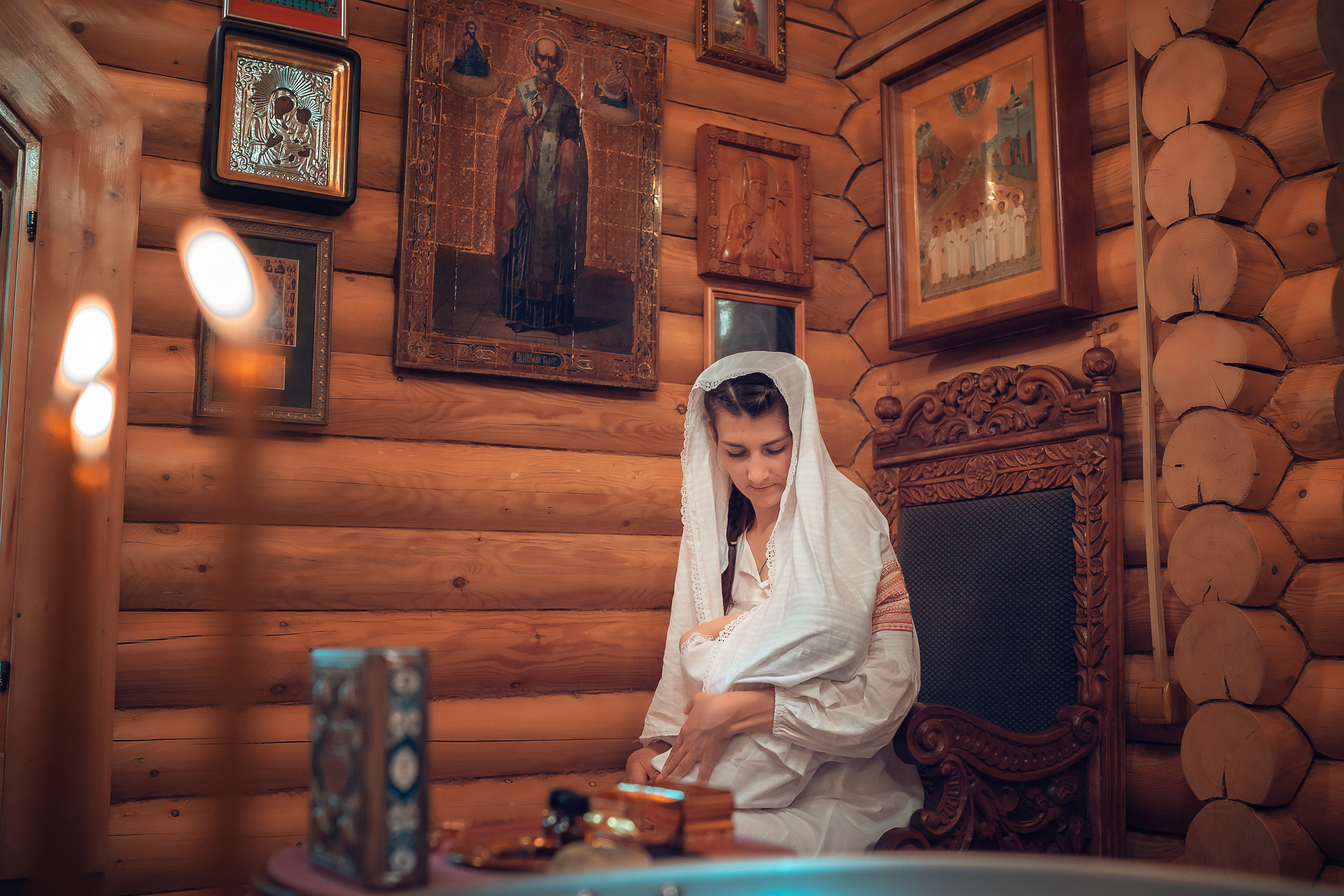 Крещение Юлии Храм Вифлеемских младенцев в Соснах. Фотограф на Крещение и Венчание в Красноярске Рамазанова Юлия