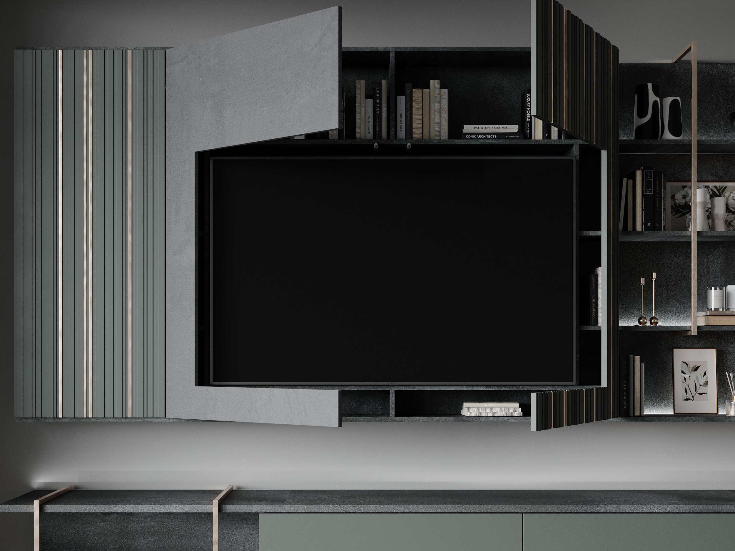 Гостиные / 2023. 3D-сцены интерьеров в 3ds Мах: сборка по ТЗ для визуализаторов