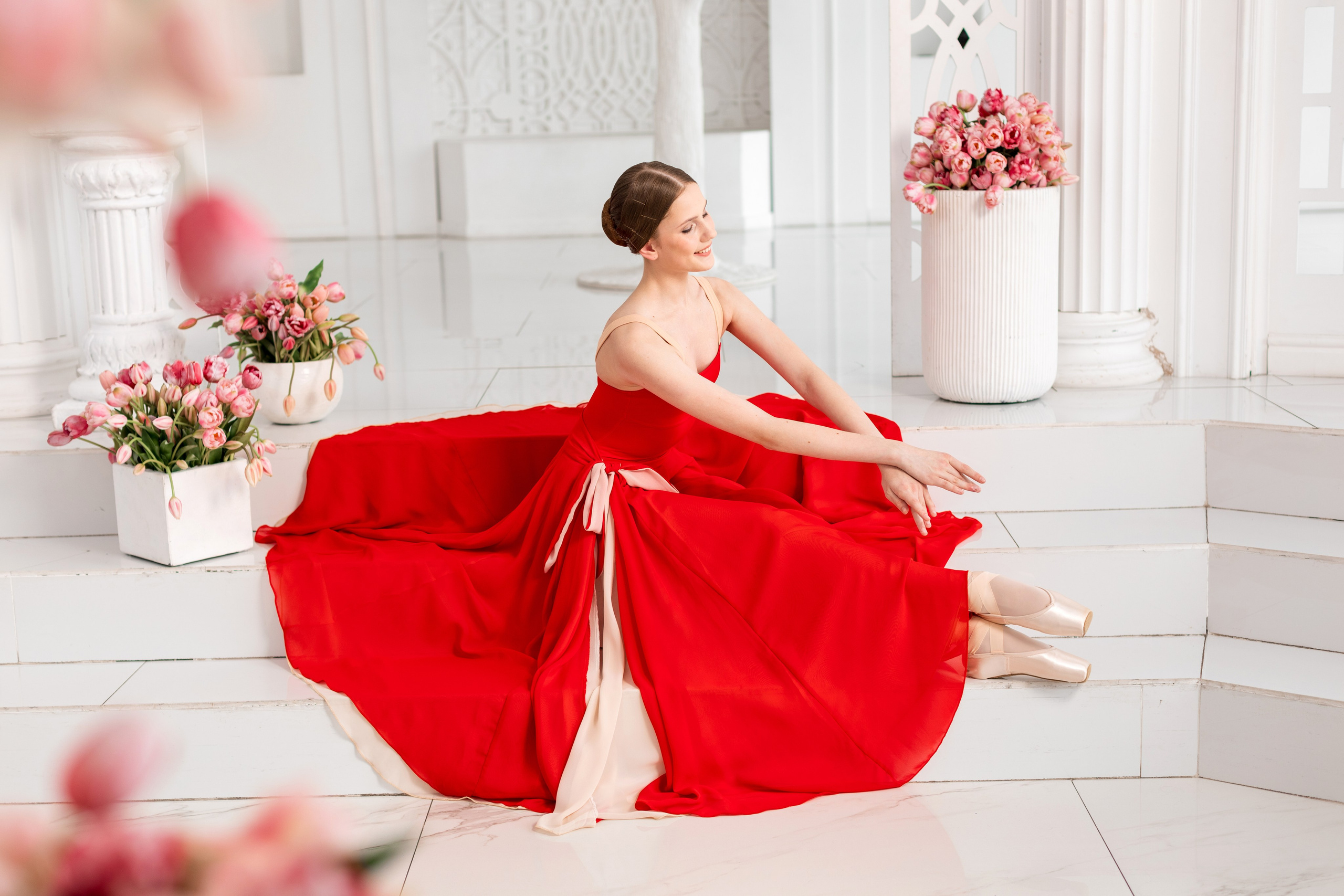 Красно-бежевая двухсторонняя юбка напрокат для фотосессии. Балетный фотограф Алина Ханько — Душа Балета