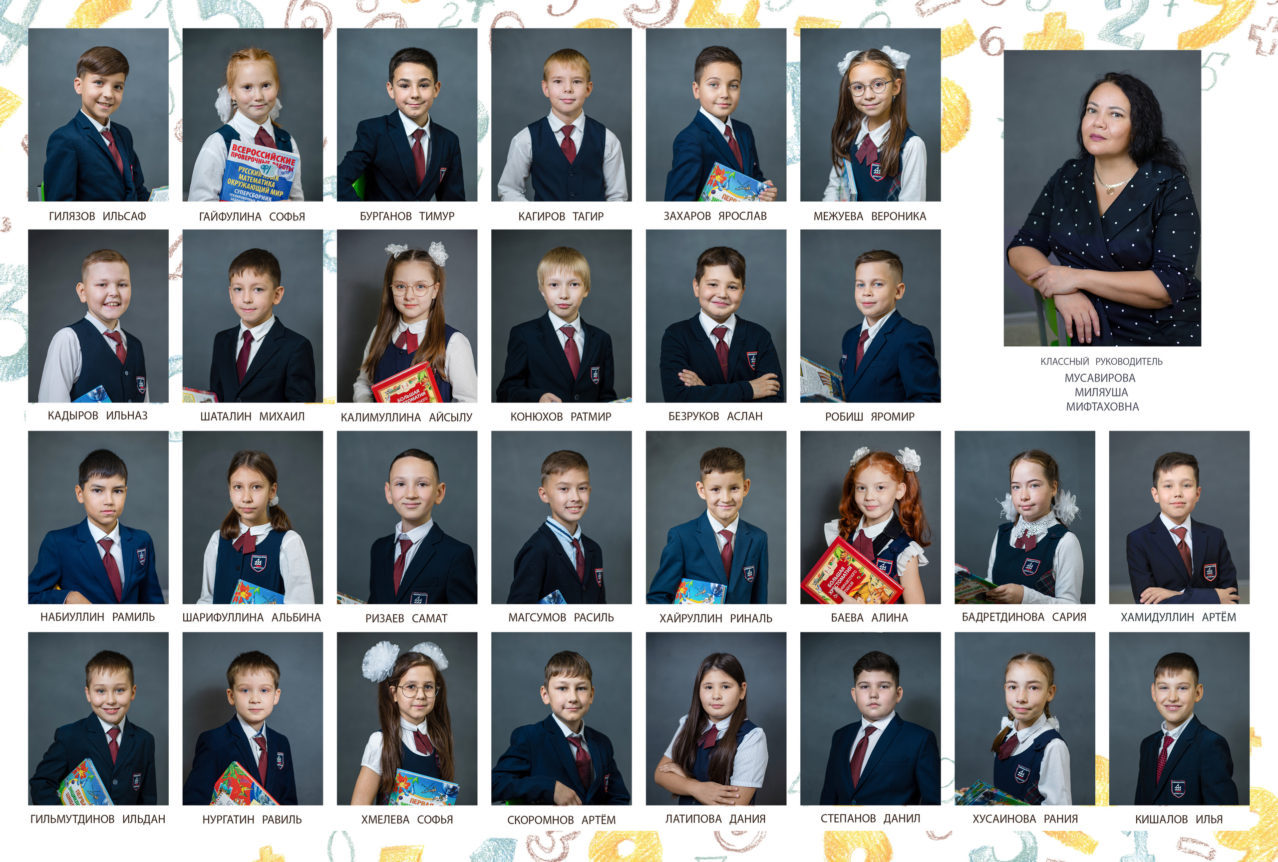 Виньетка класса. Общая фотография 500. Выпускные альбомы для садика и школы в Набережных Челнах