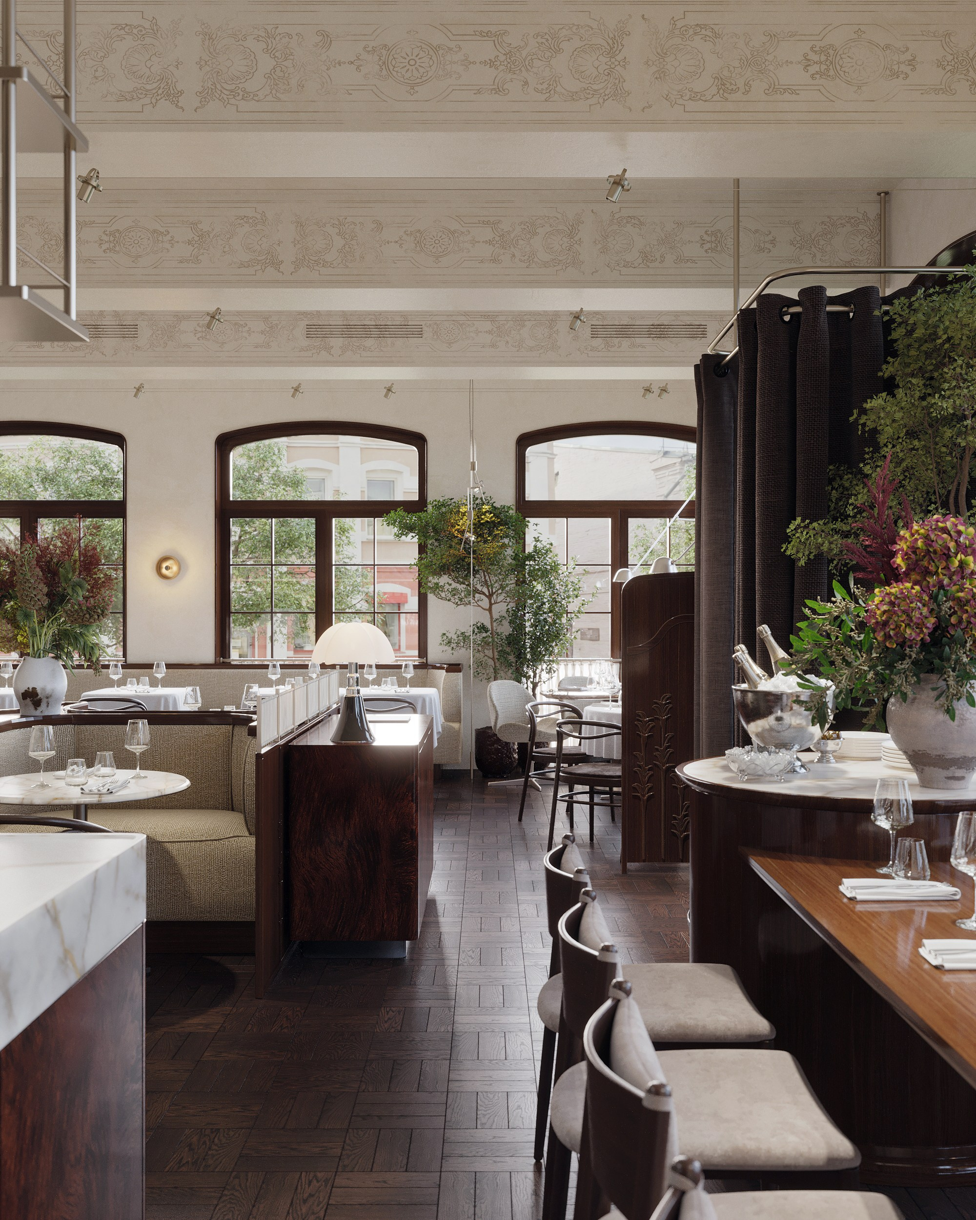 Restaurant in Moscow. Renders by TATYANA SHEVCHENKO