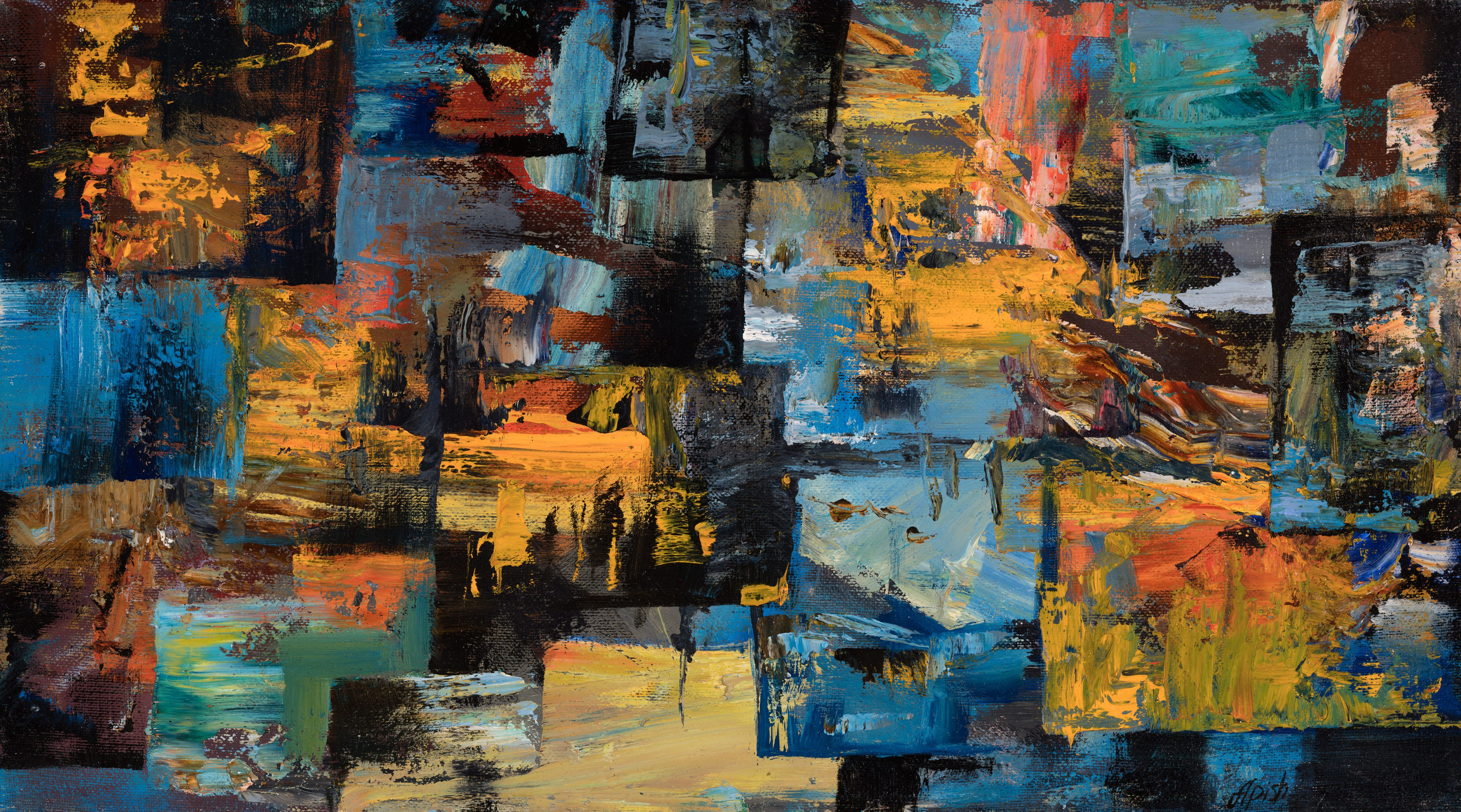 «Лоскуты воспоминаний 3» - художник Алексей Апиш (холст, масло, 25x45 см, 2023)