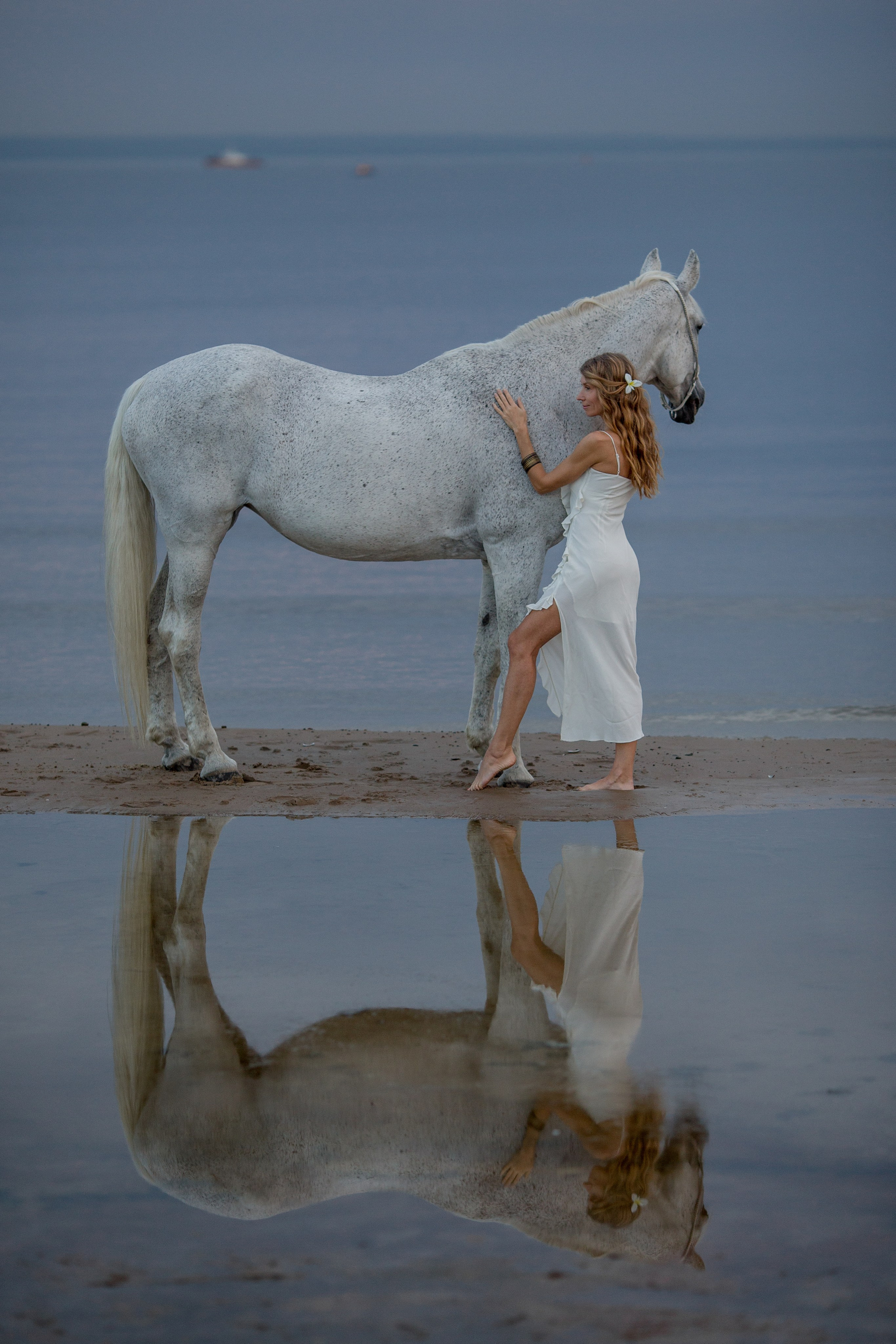 Закатная фотосессия с лошадью на Финском заливе