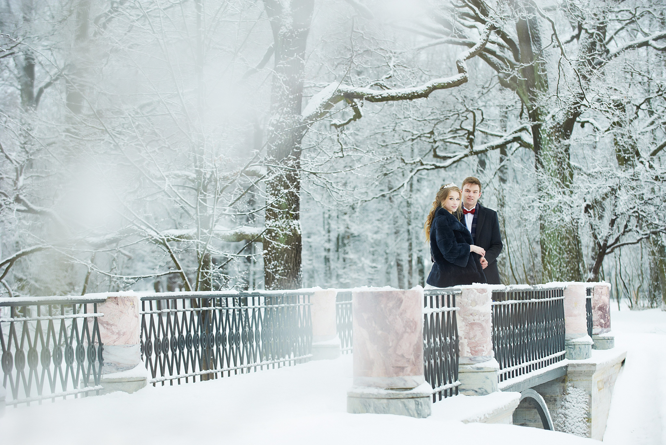 Надежда и Владислав (зимняя свадебная фотосессия в Пушкине в Екатерининском парке). Портретный, семейный и свадебный фотограф в Санкт-Петербурге и в Пушкине Ширяев Денис