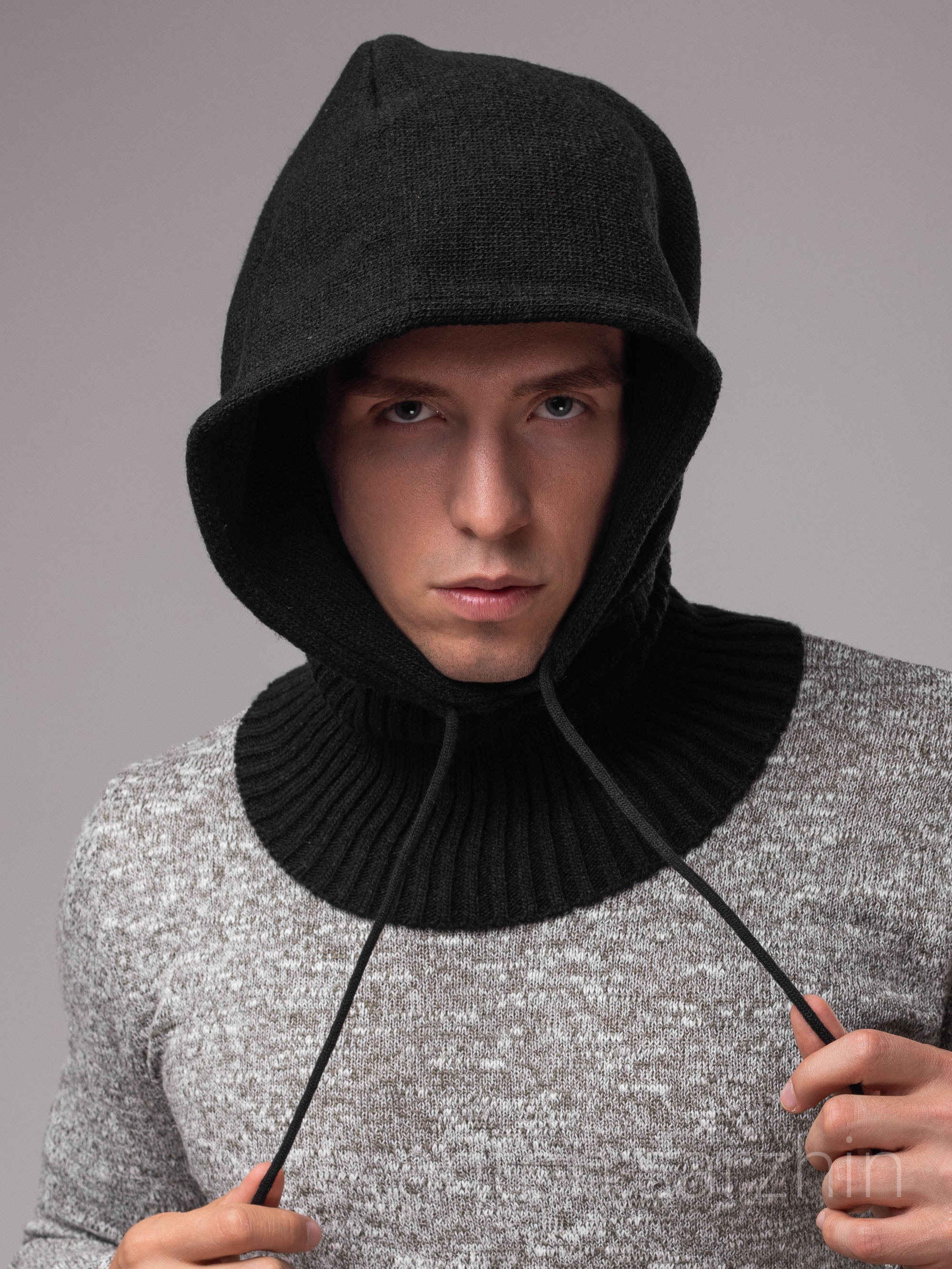 Капор черный мужской