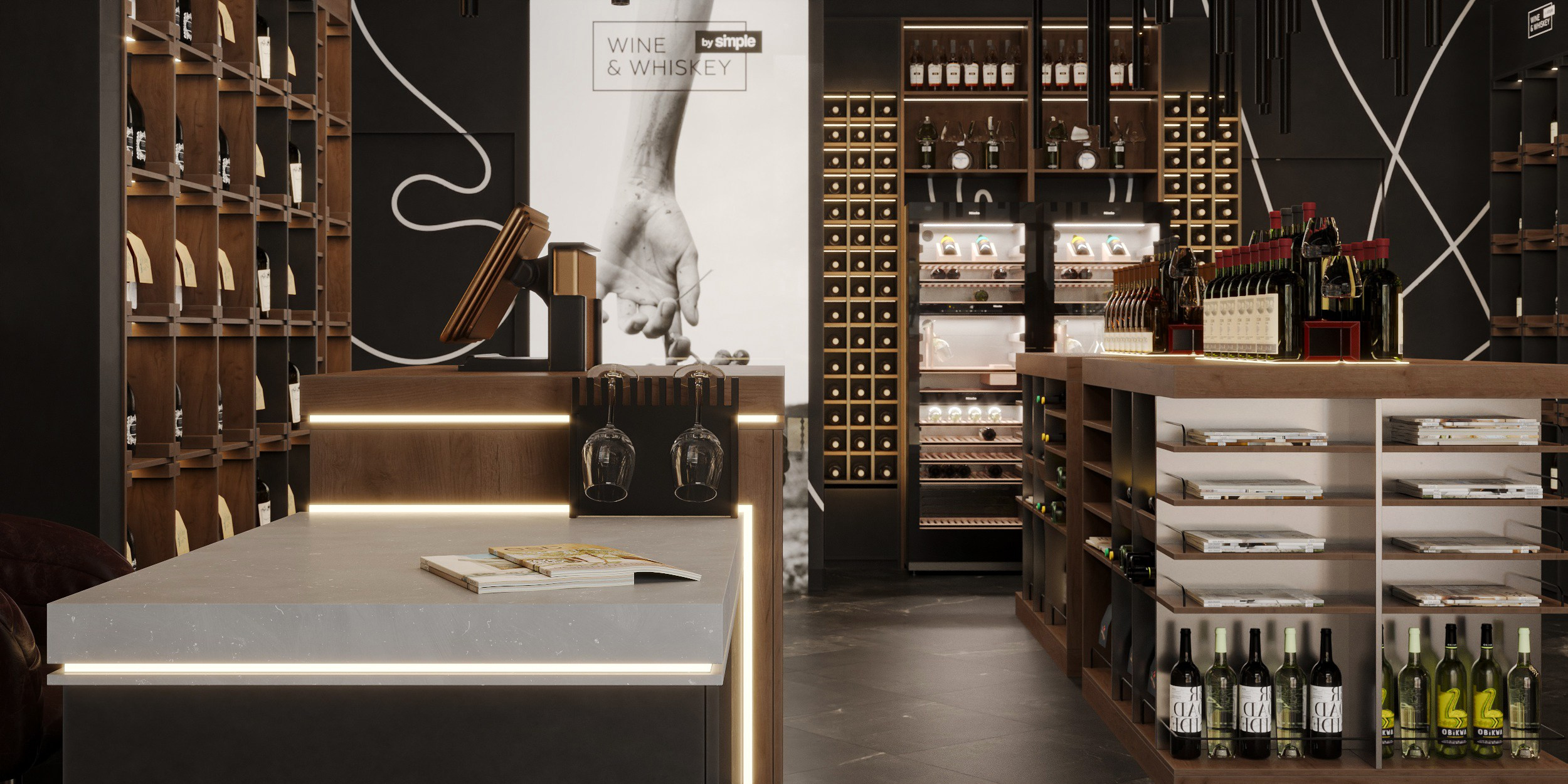 Дизайн интерьера бутика вина, г. Москва, 52 м². Ксения. 3D‑визуализатор