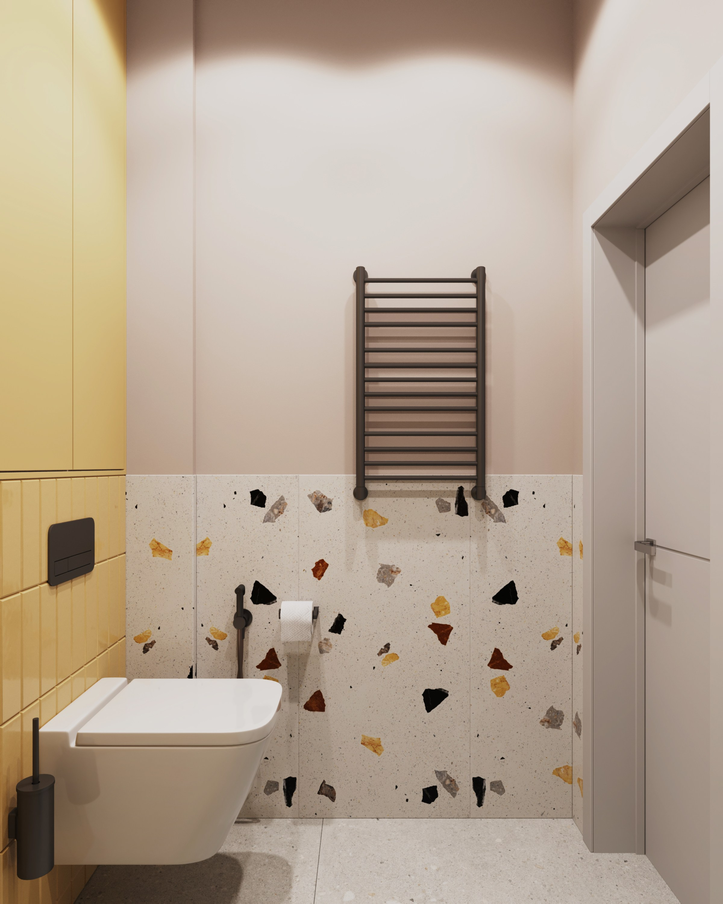 Гостевой санузел в ярких оттенках, дизайн интерьера Ксения Новикова, ksudsgn, недорогой ремонт для аренды, Санкт-Петербург