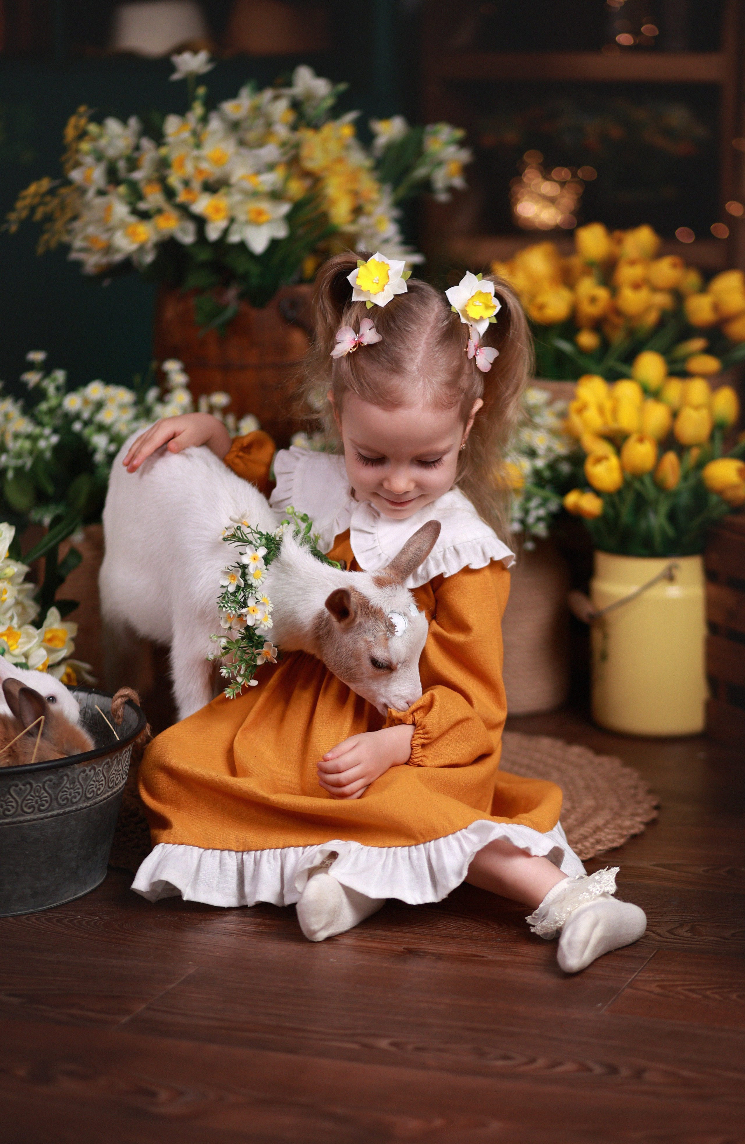 Фотопроект с козочкой и кроликами 2026 г. Детский семейный фотограф Краснодар