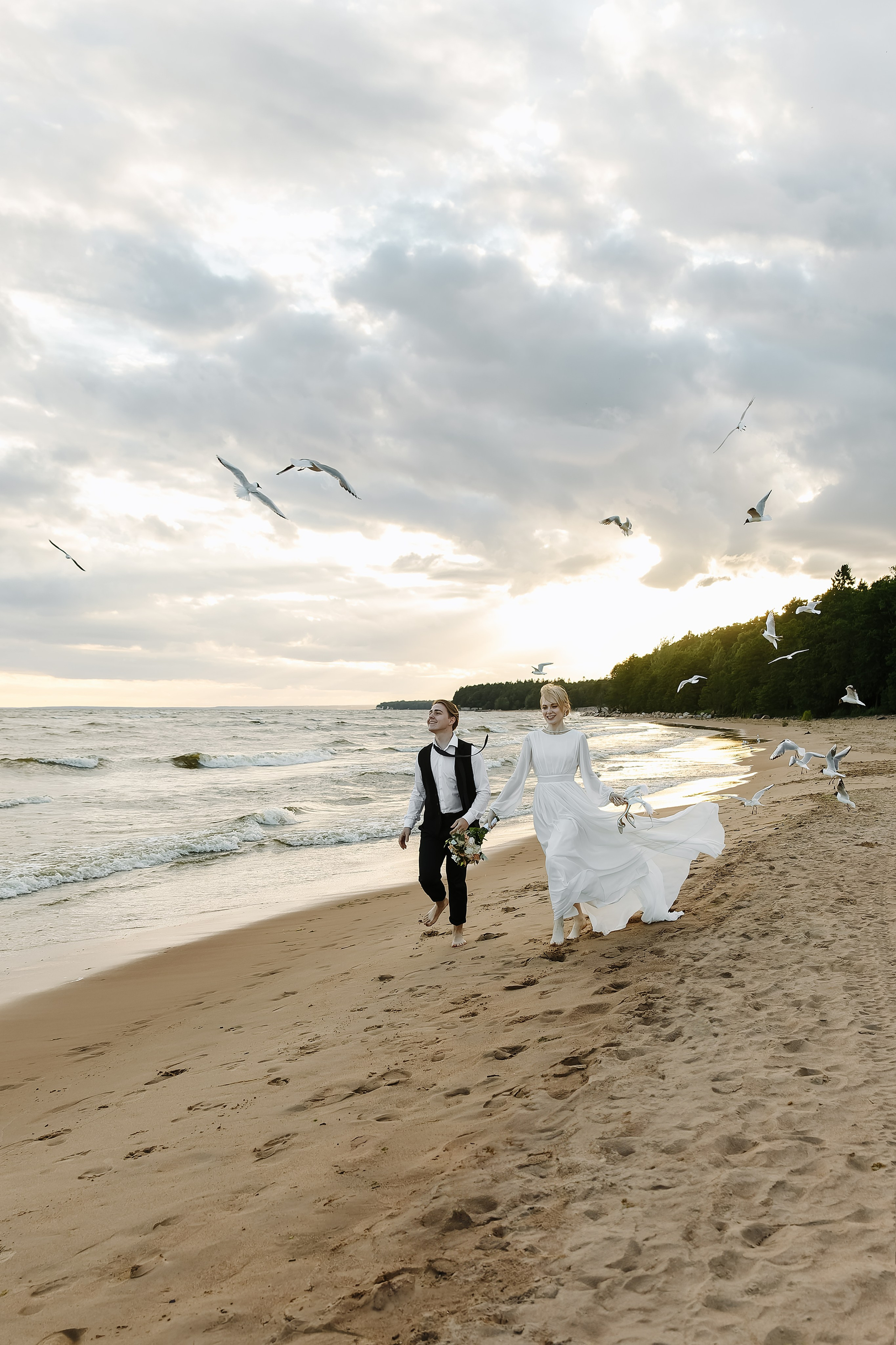 Яна и Давид — свадебная фтосессия на заливе. Свадебный и портретный фотограф в Санкт-Петербурге Анна Демьянова