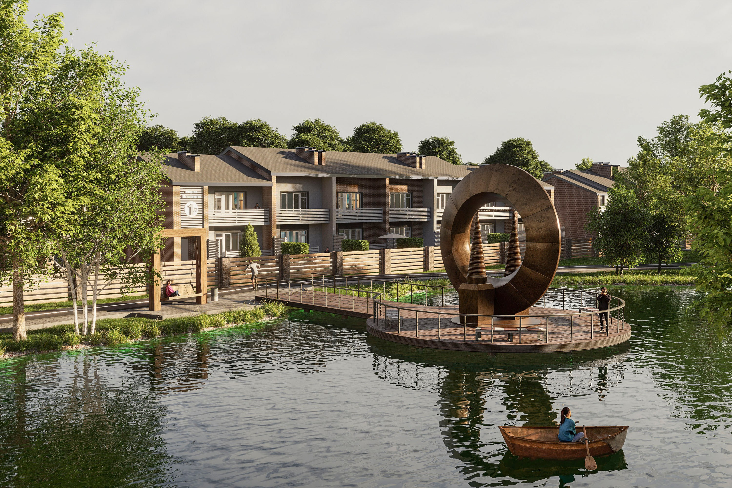 Дизайн сквера с таунхаусом