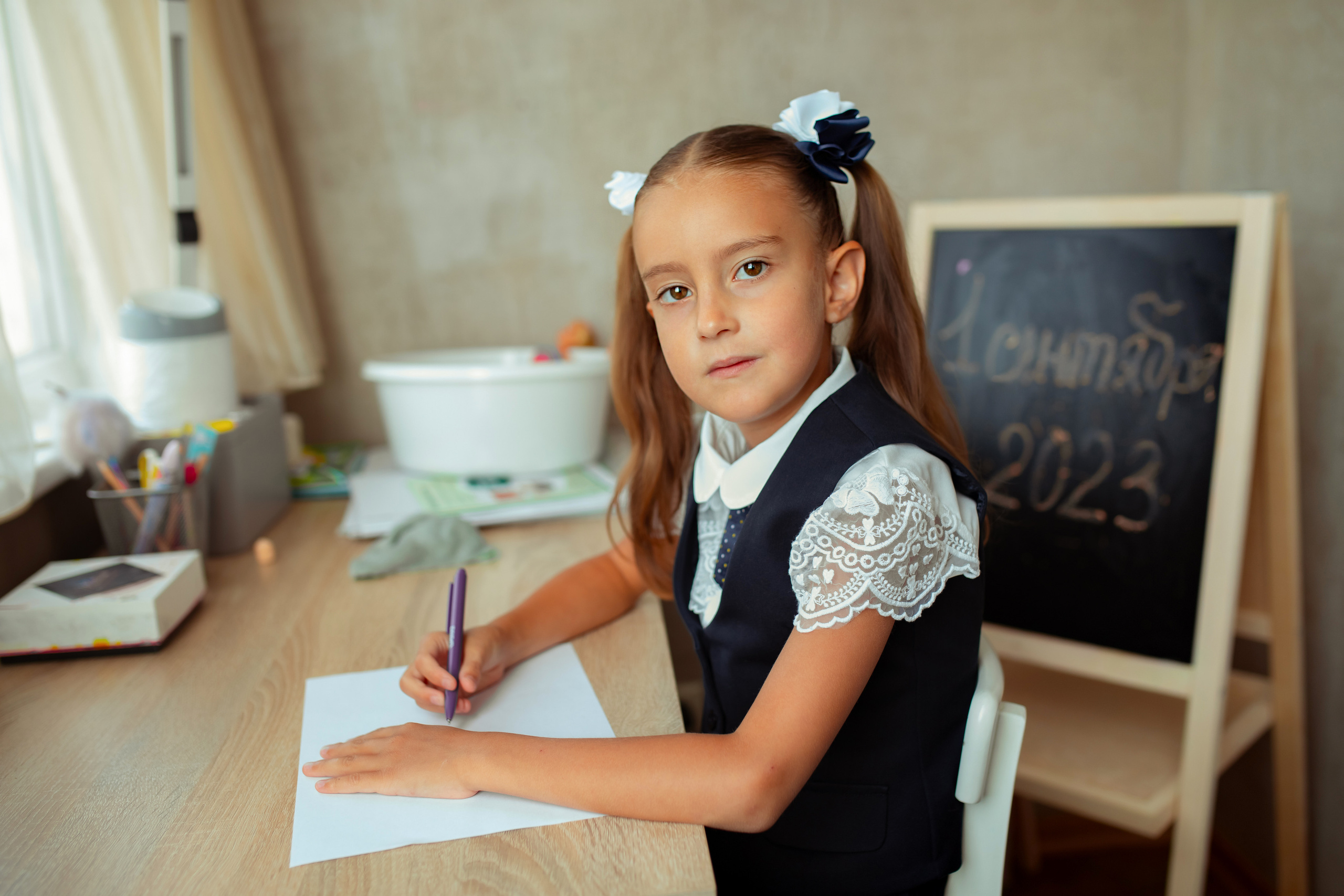 Сборы Аришки в первый класс. Семейный и детский фотограф в Москве Дорогова Екатерина