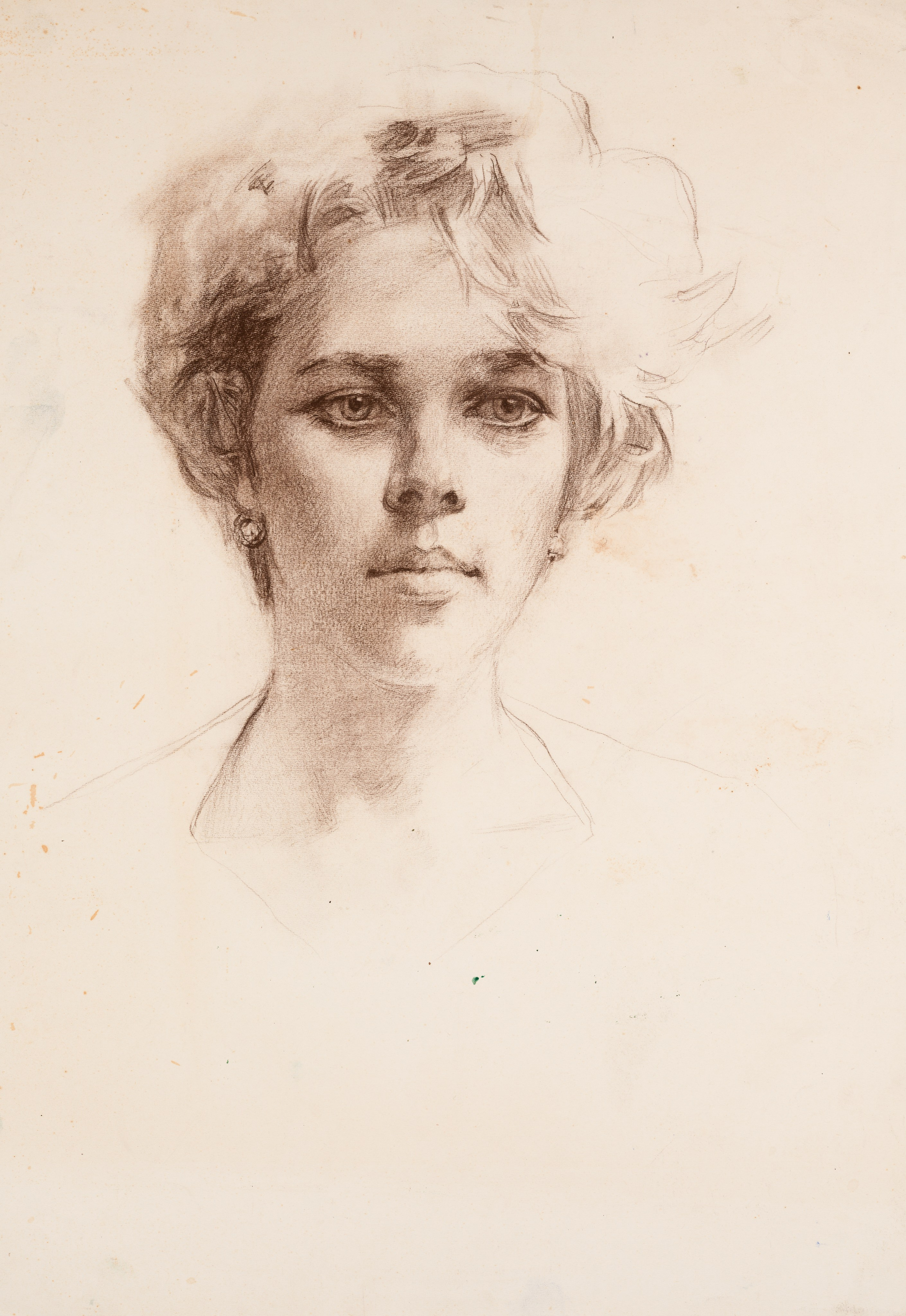 «Портрет Ольги Сокол» - художник Валерий Блохин (бумага, сепия, 61x42 см, 1987)