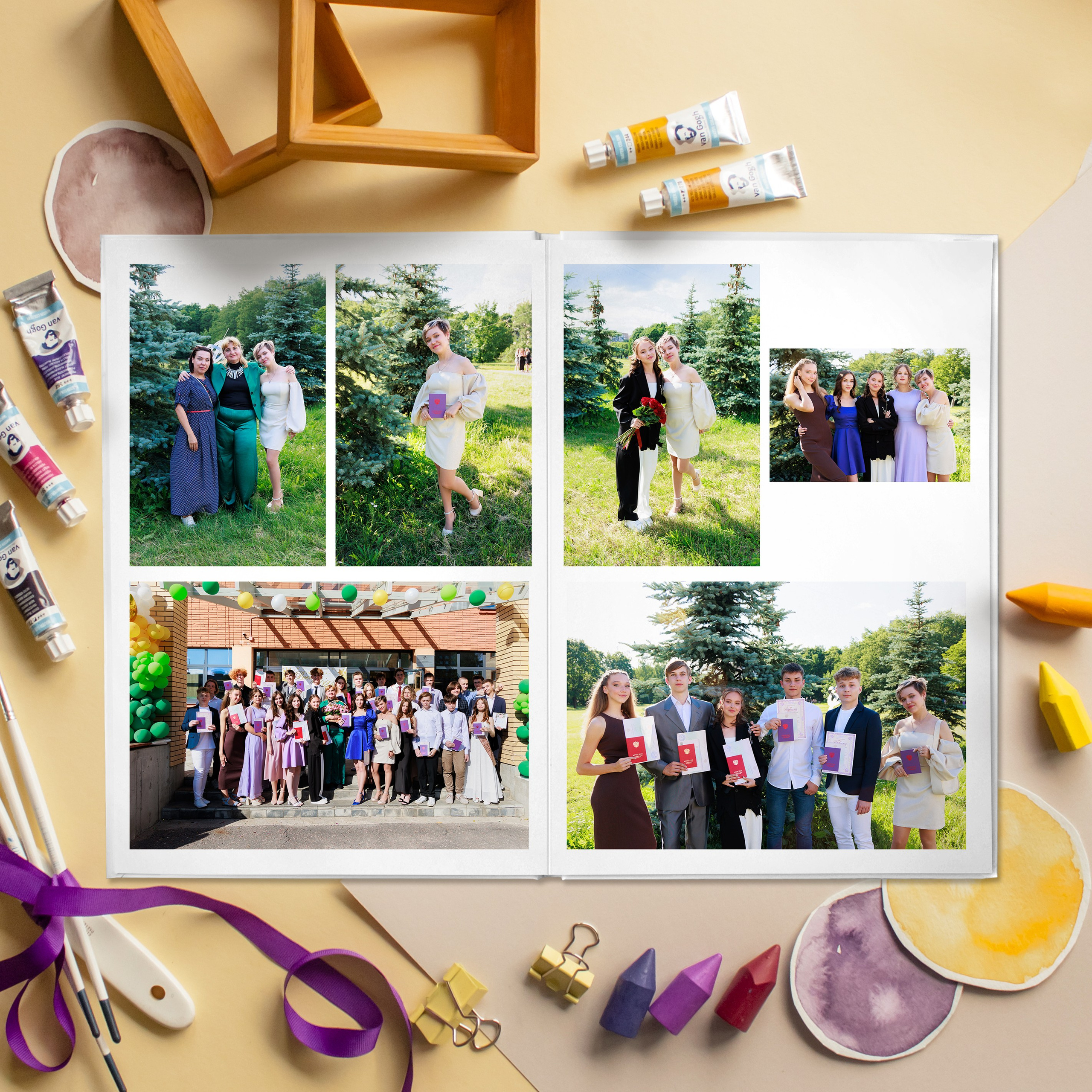 Выпускной альбом для старшей школы 5 разворотов. Выпускные альбомы для детского сада и школы в Москве