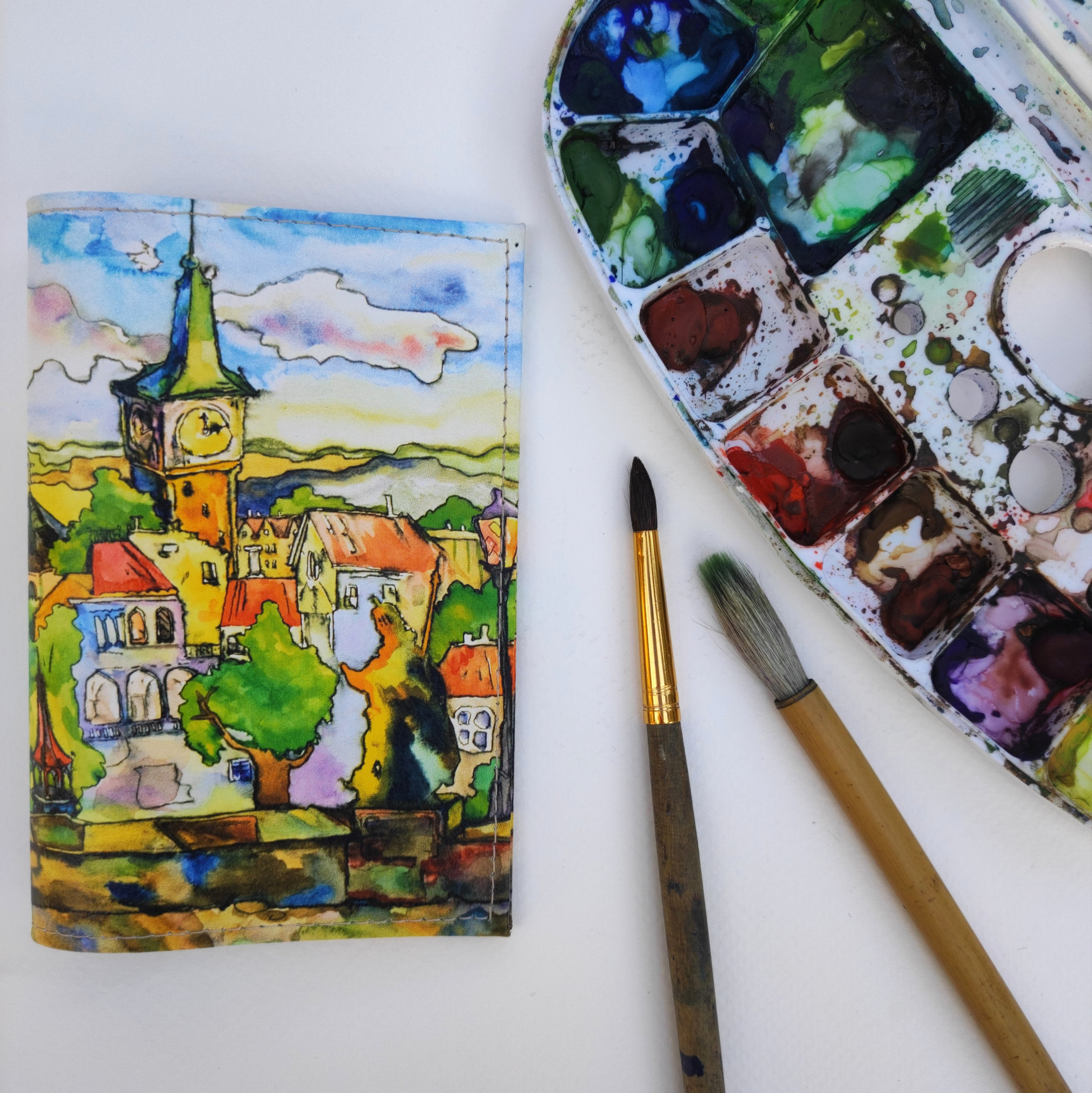 Обложка на паспорт "Карлов мост", натуральная кожа