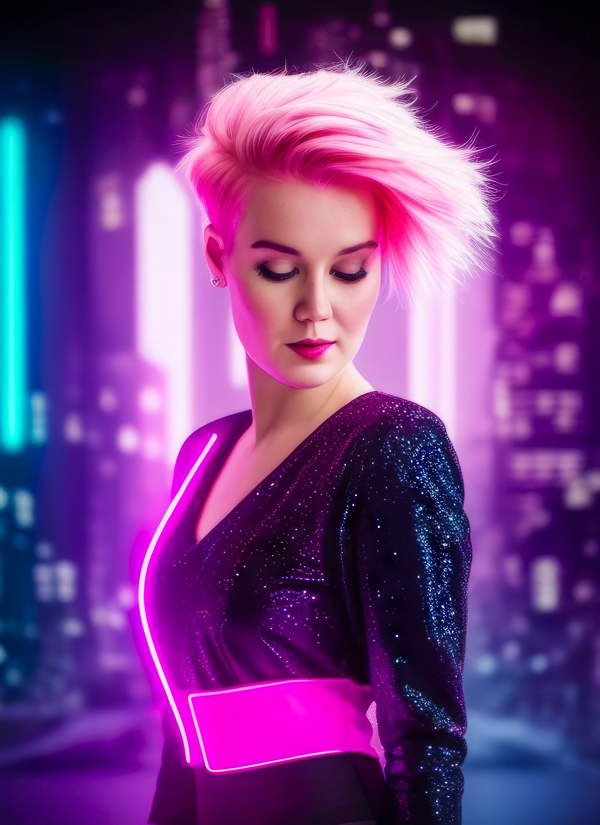 нейро портрет в стиле неон