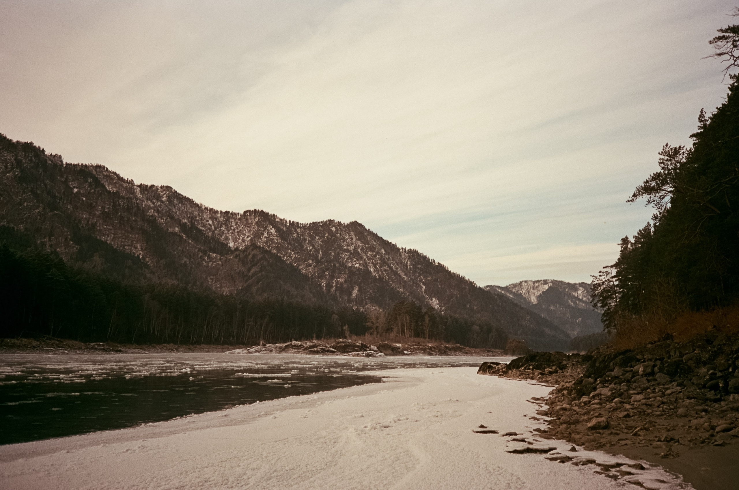 Кызыл-Таш и Семинская поляна. Катунь, пляж, мостки и сосны. Фотограф-документалист Мария Осокина