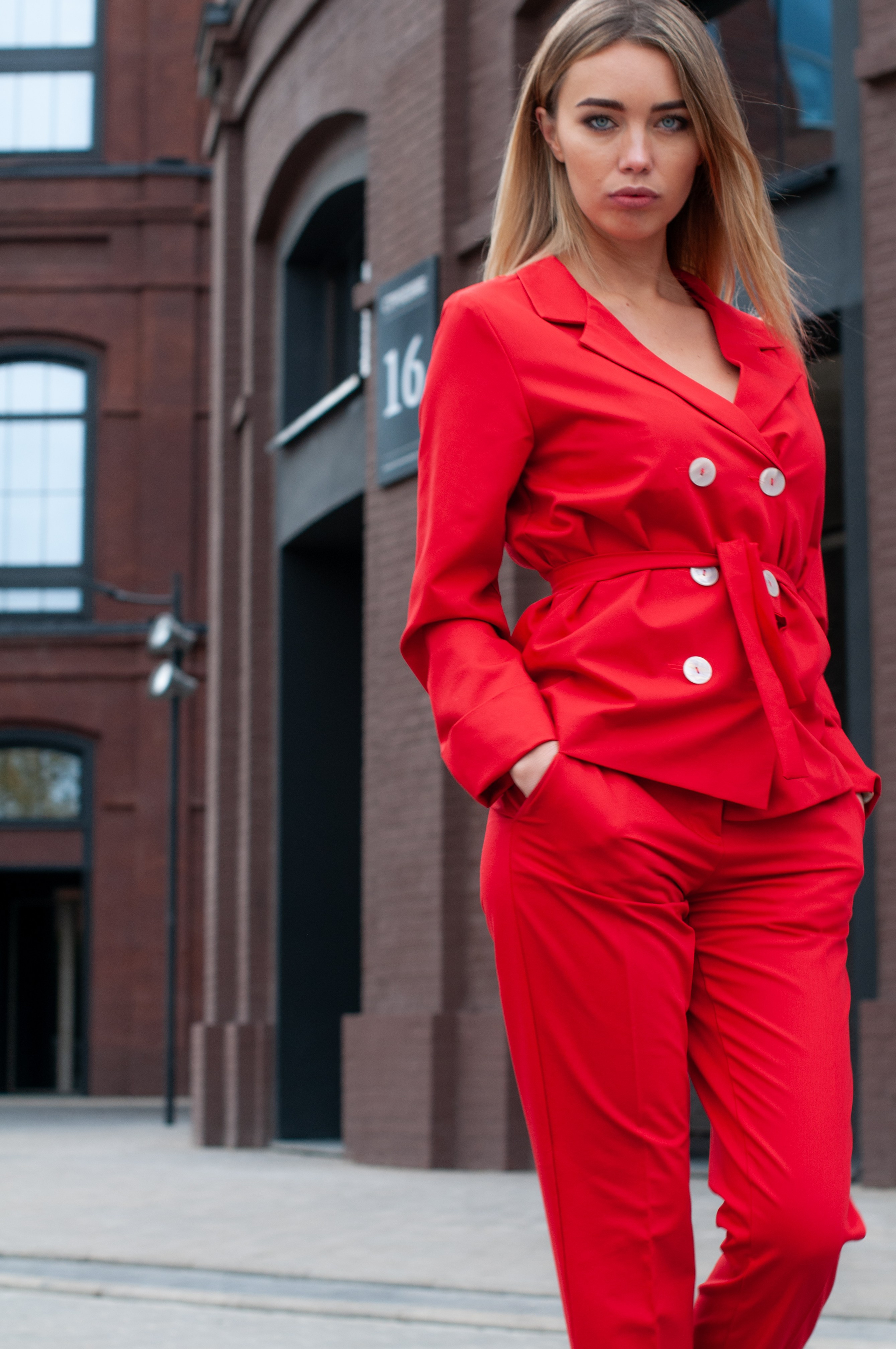 Photo session in street style for the new collection of international brand of women's clothing