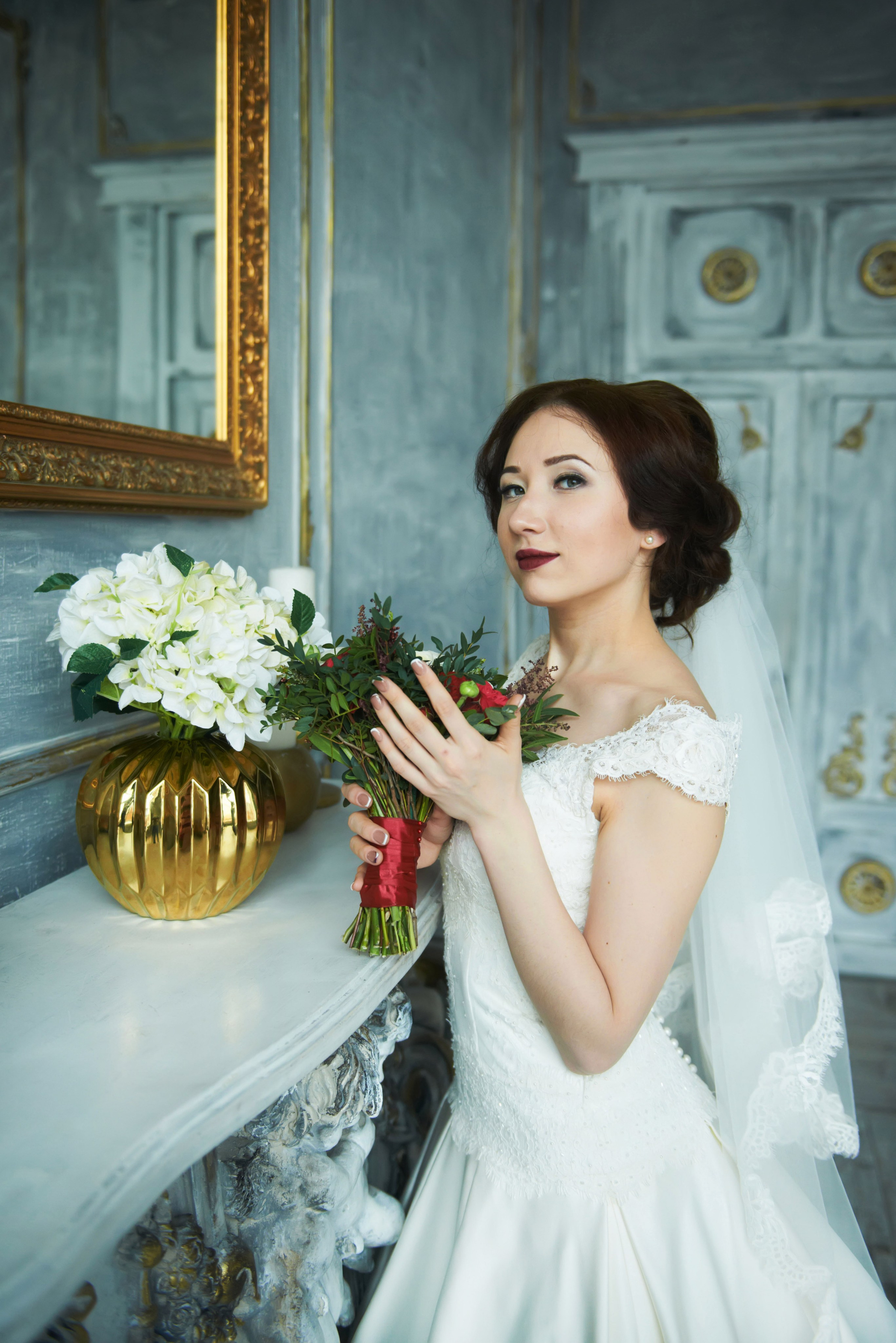 Индира и Дмитрий (свадебная фотосессия в Ботаническом саду и в фотостудии). Портретный, семейный и свадебный фотограф в Санкт-Петербурге и в Пушкине Ширяев Денис