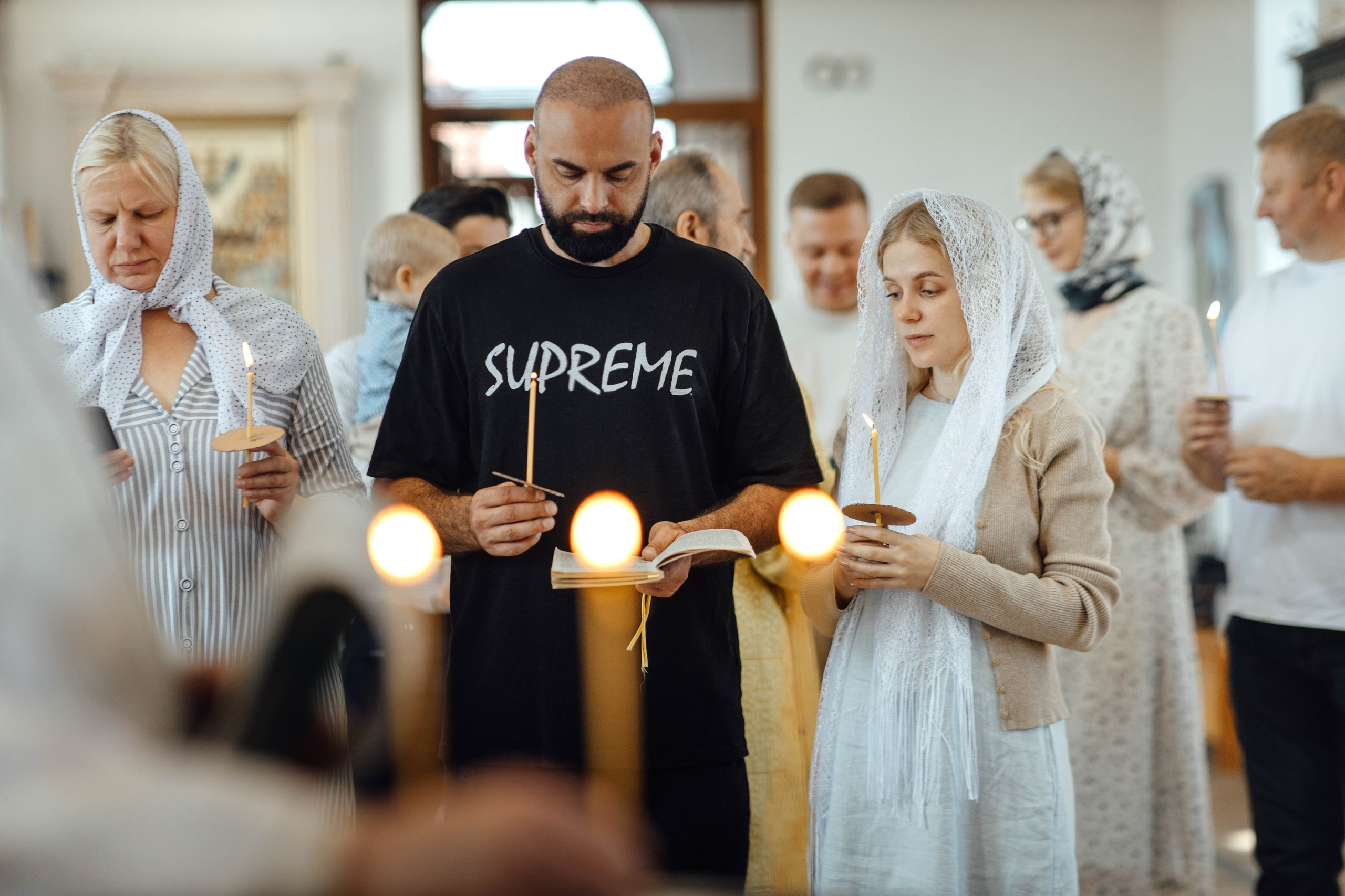 Крещение Энвера (Михаила), д. Колядищи, храм Успения Пр. Богородицы, август 2025