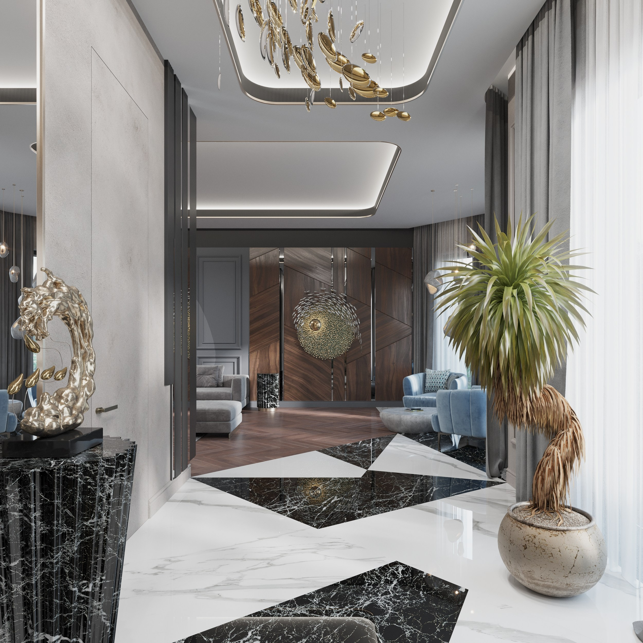 Дом в Новотиторовской — визуализация роскошного особняка. 3Д Визуализация Интерьера и Архитектуры