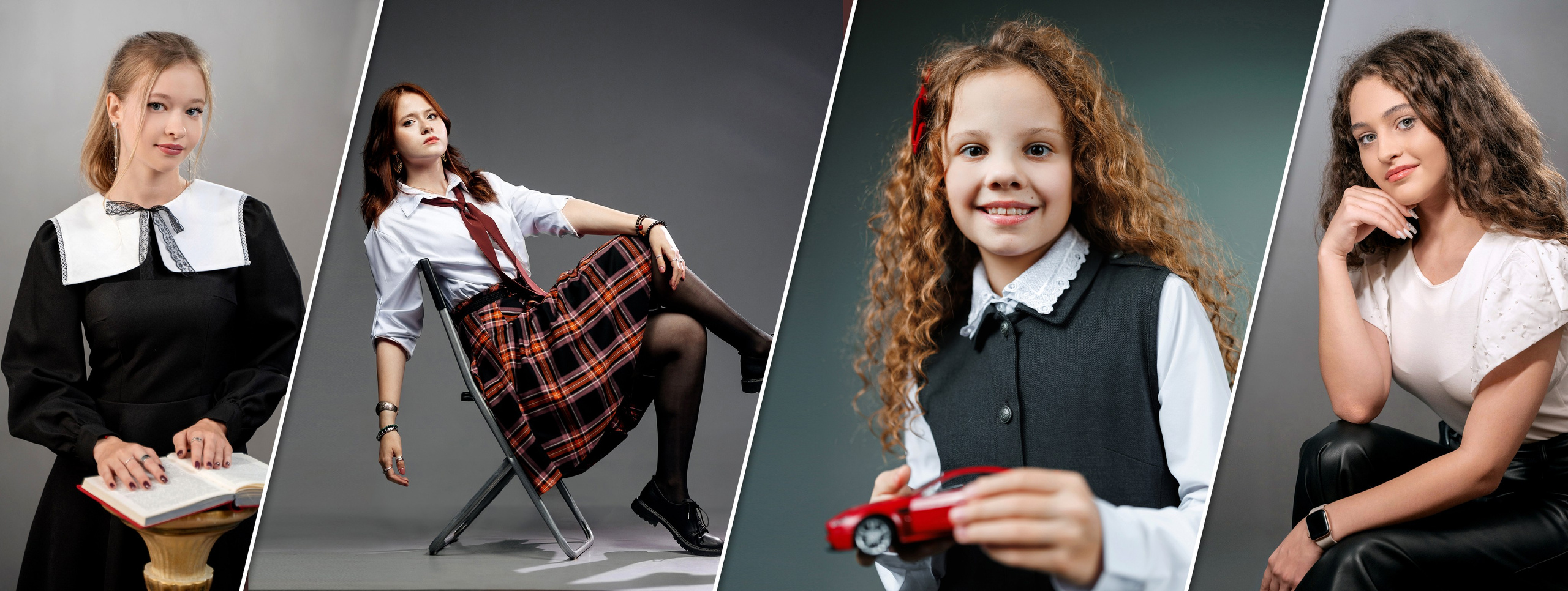 Портрет в серой фотозоне. Правильный Выпускной Альбом