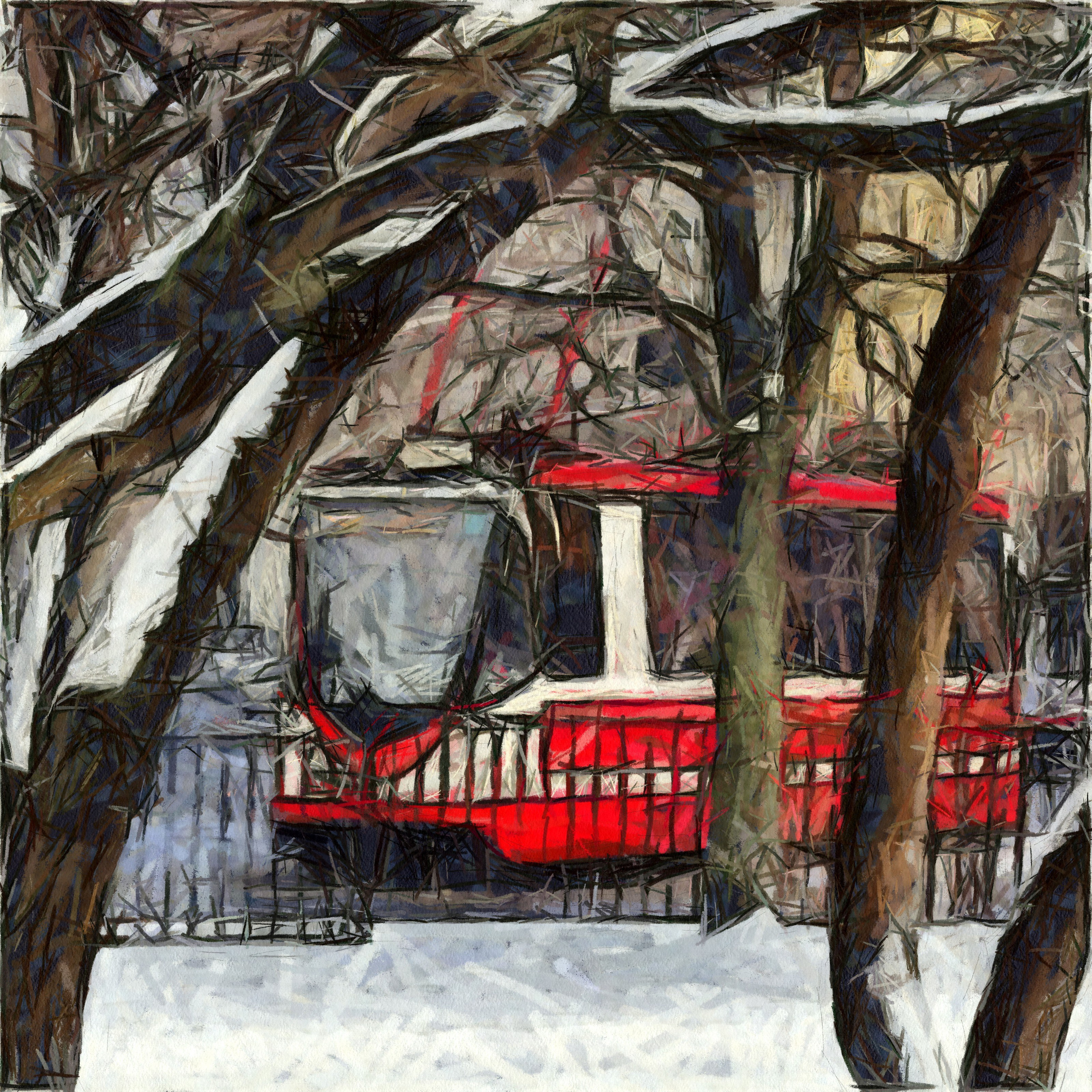 петербург.трамвай.зима.картина