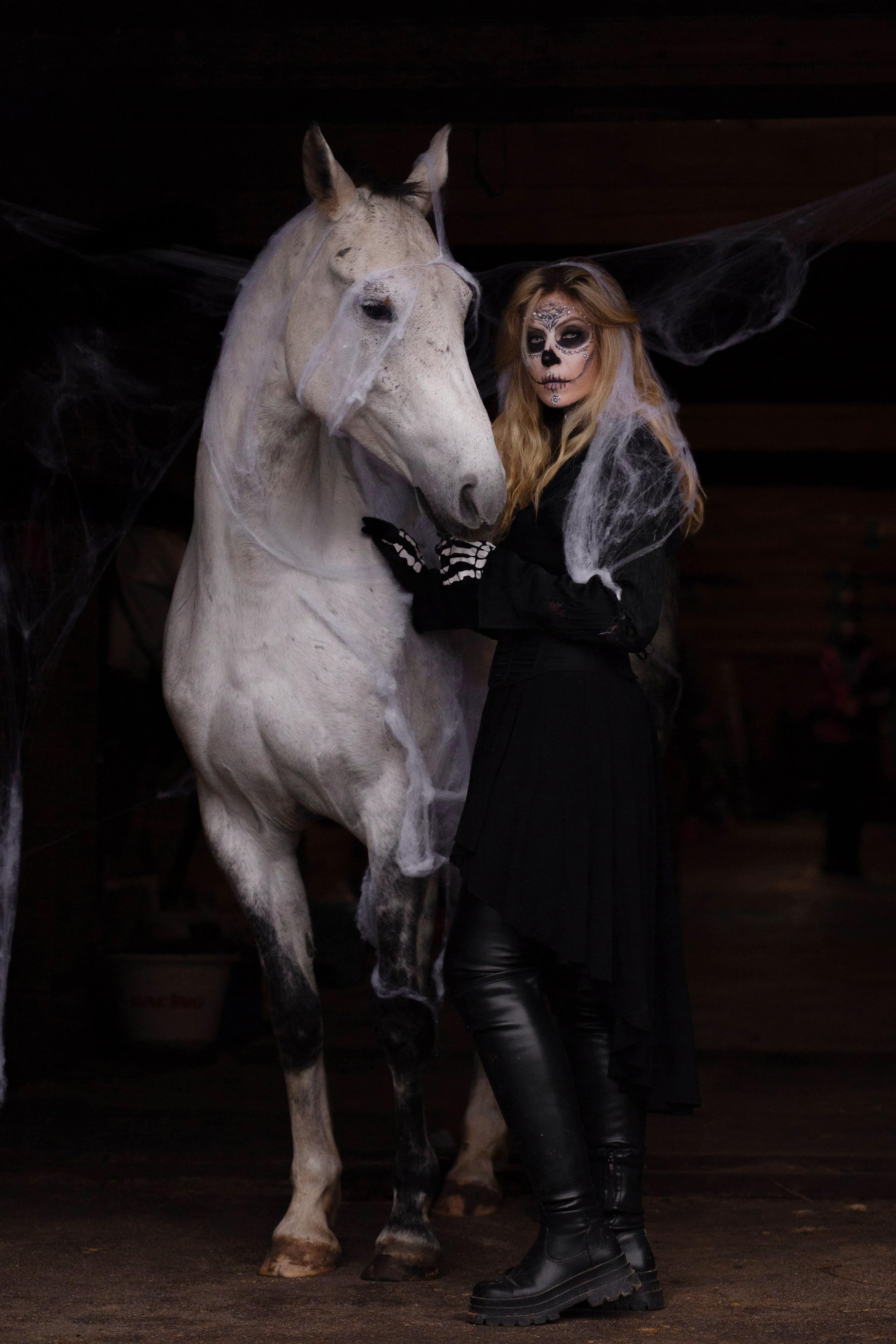 Фотосессия в стиле хэллоуин с лошадью