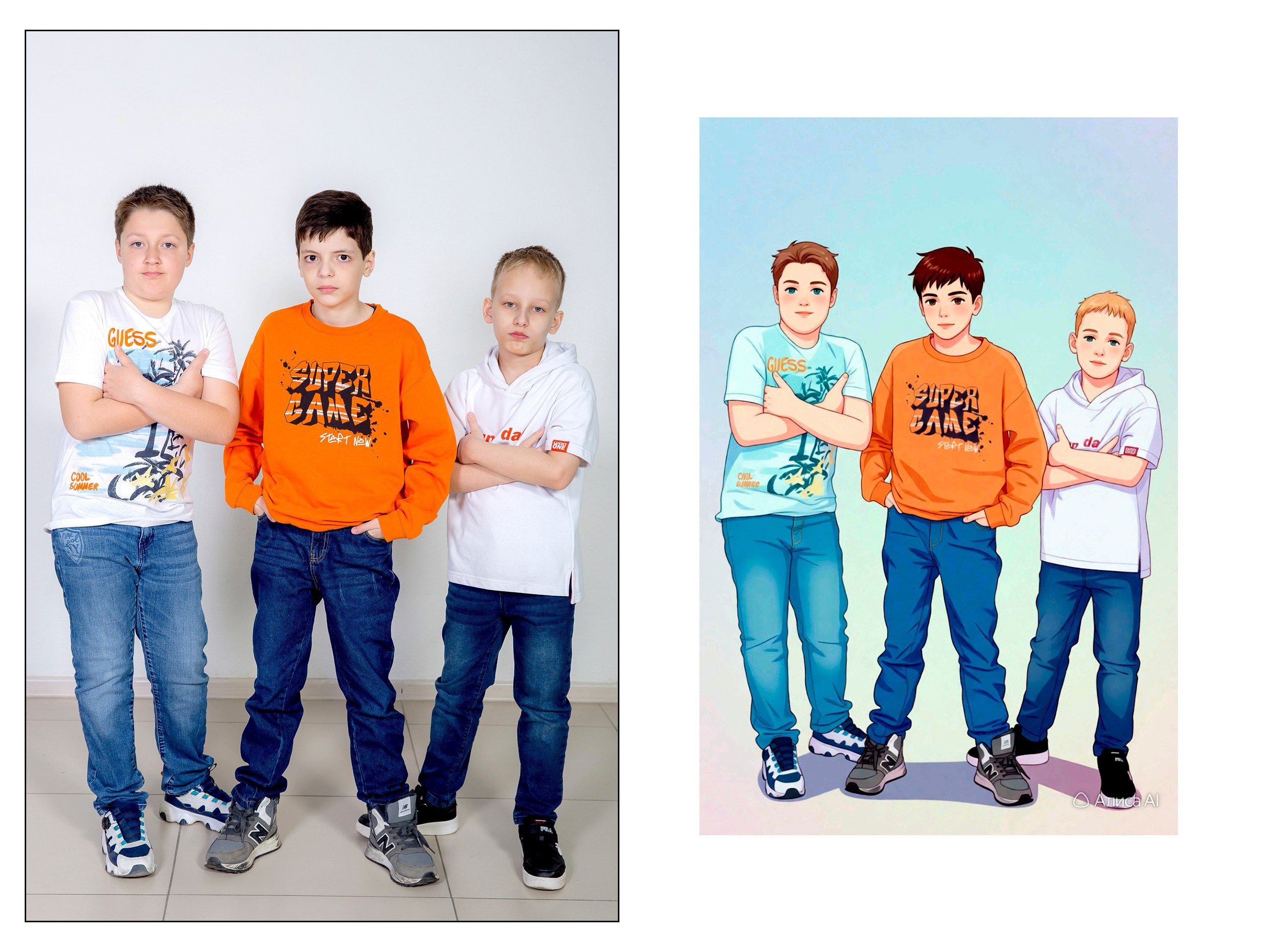 4А в СТУДИИ + АНИМЕ от ИИ Алиса. Семейный фотограф в Новороссийске Игорь Белослюдцев