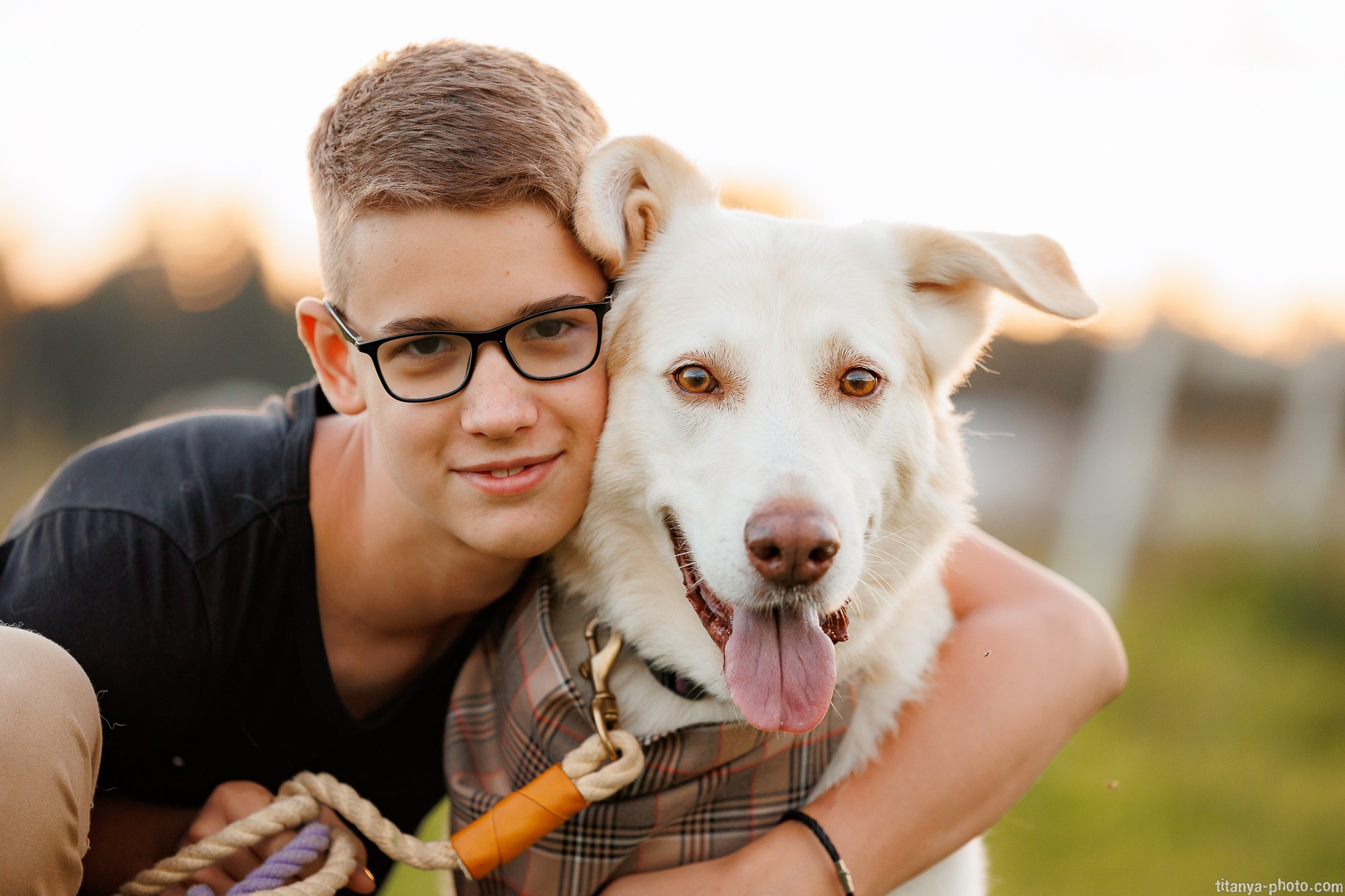 Закатная семейная фотосессия: про Настю и её дружную семью. Фотограф собак, фотограф-анималист Аня Титова (Titanya). Москва