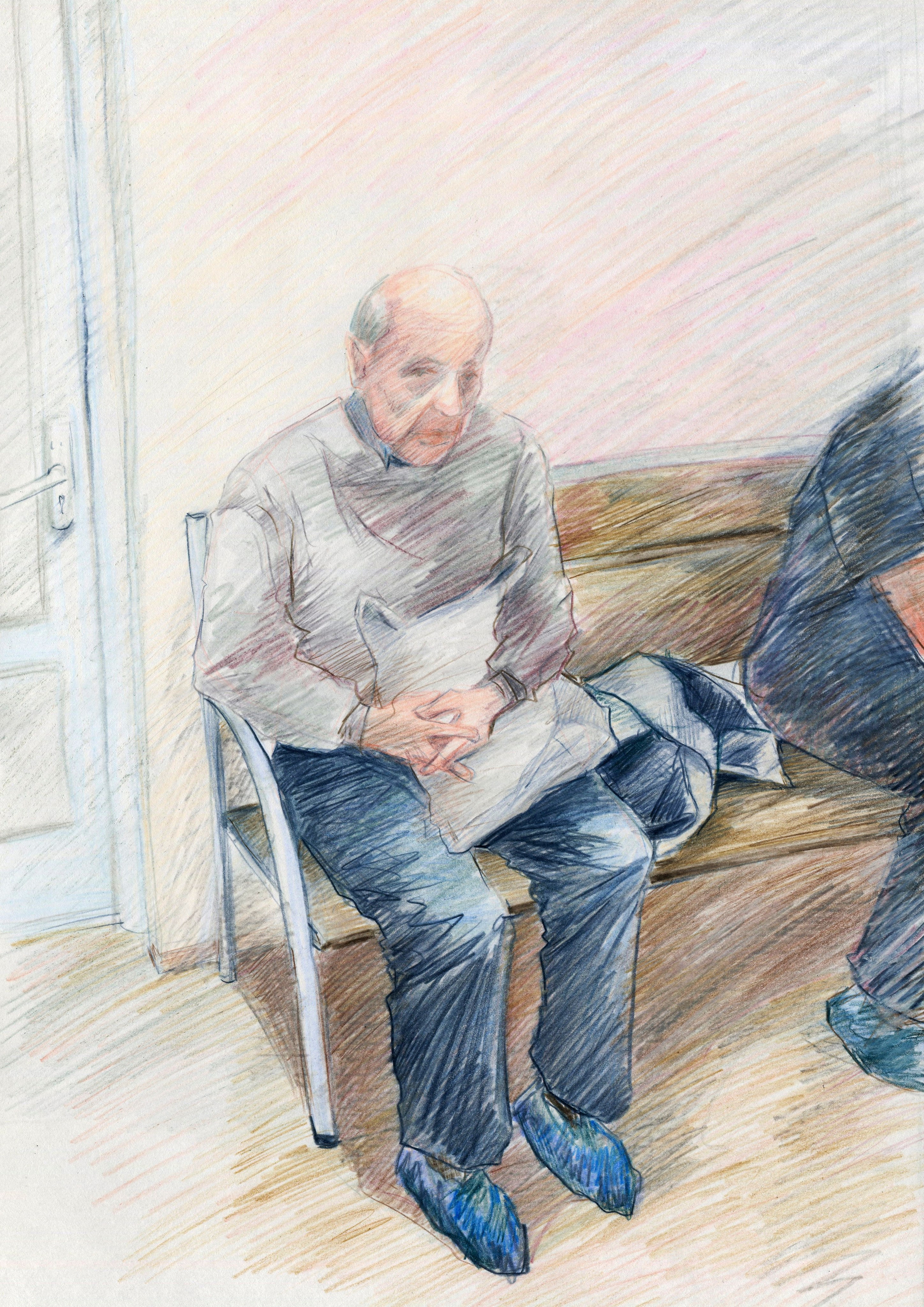 Портрет дедушки в очереди больницы, Азизова Лена