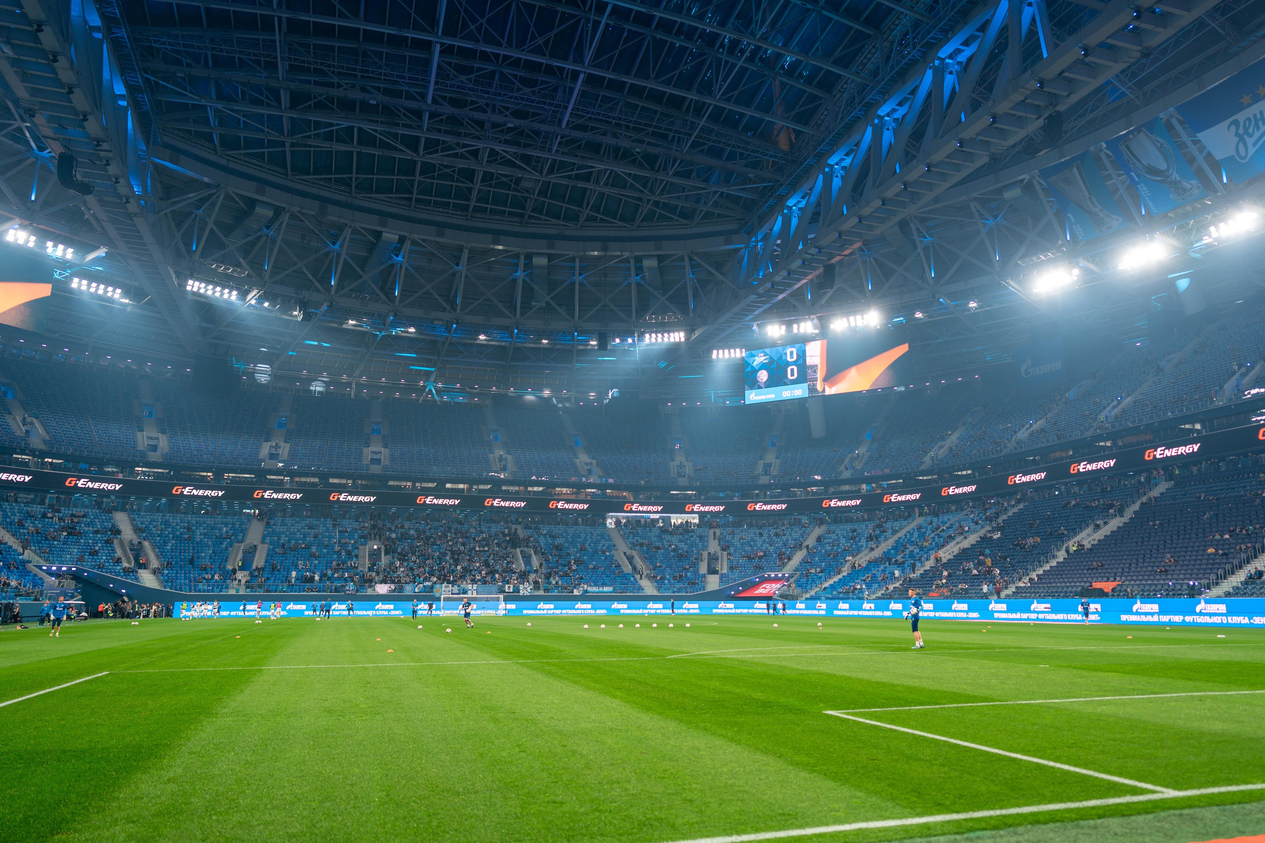 Предматчевая разминка Зенита на Газпром Арене спортивный фотограф Санкт-Петербург