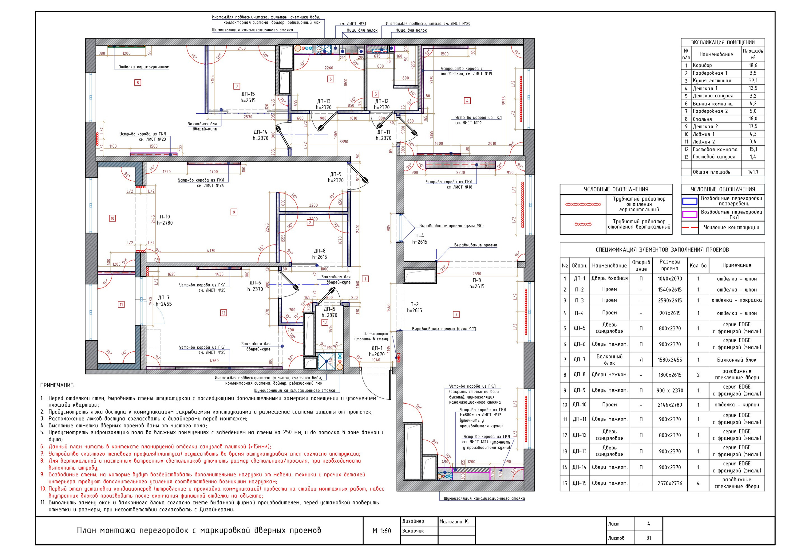 Примеры чертежей. Дизайнер интерьера Малюгина Ксения Санкт-Петербург